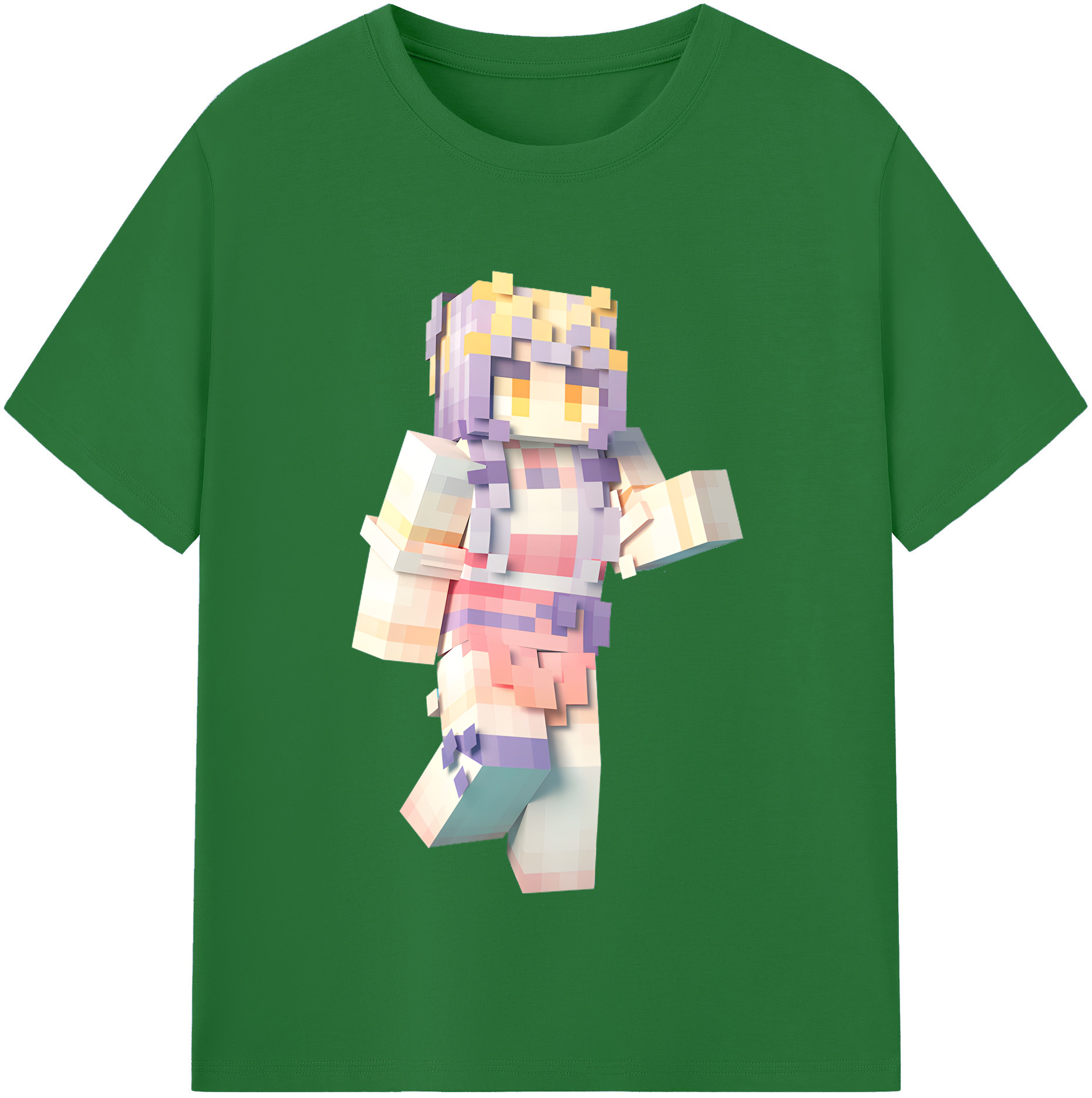 （画像用） マインクラフト ブロックの世界 Minecraft MC Block world 綿100％半袖Tシャツ（フロントプリント）