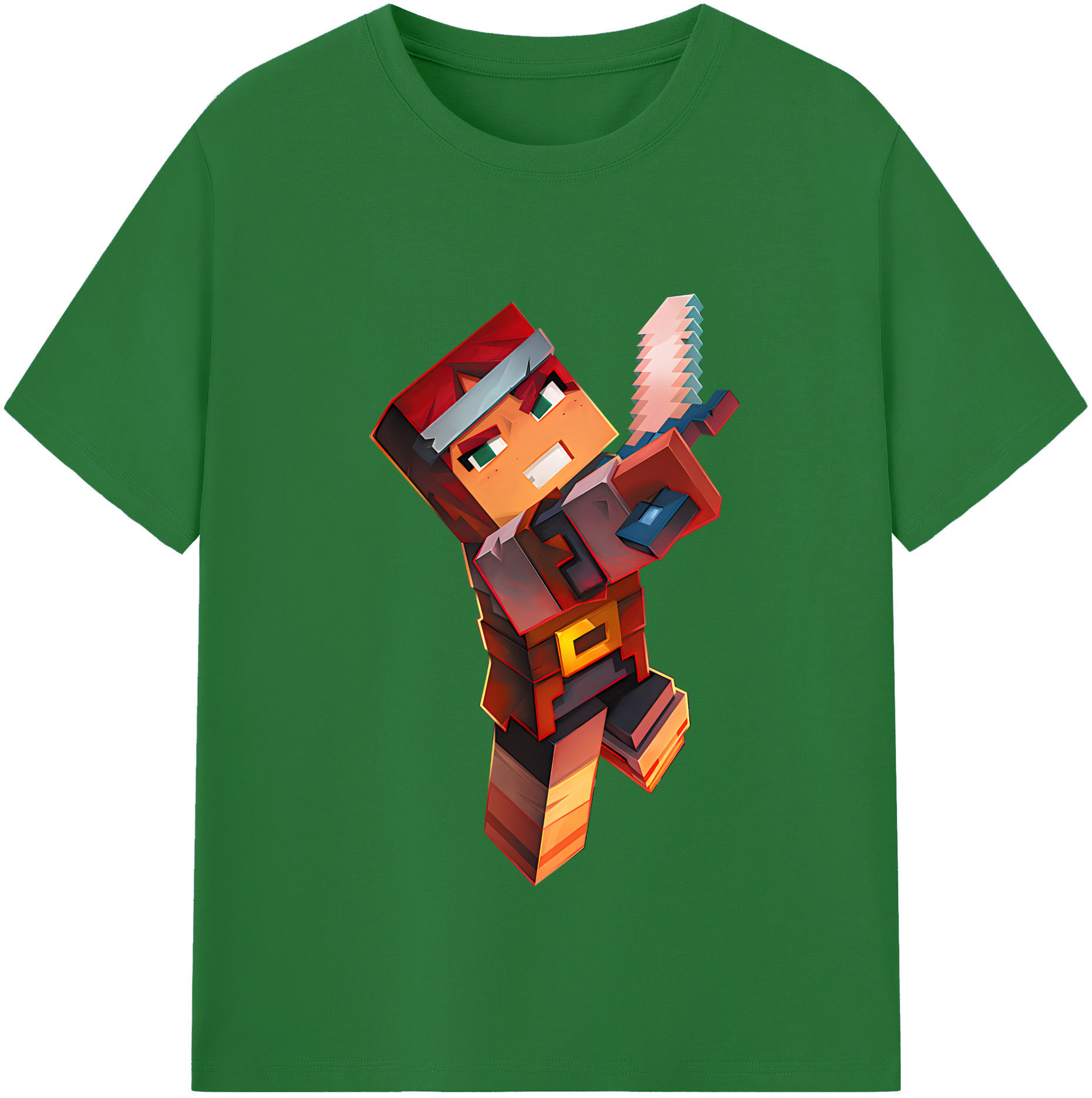 （画像用） マインクラフト ブロックの世界 Minecraft MC Block world 綿100％半袖Tシャツ（フロントプリント）