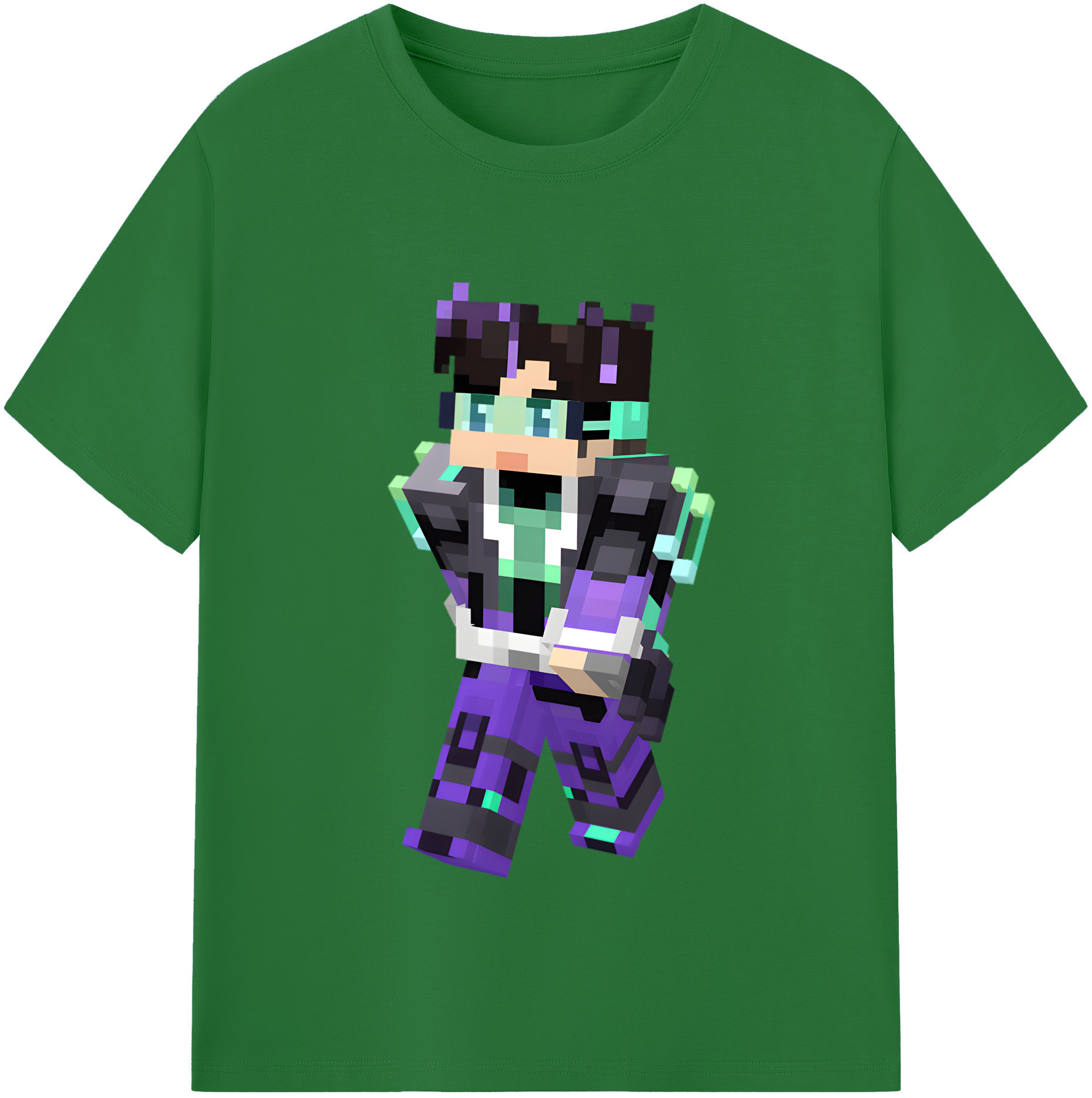 （画像用） マインクラフト ブロックの世界 Minecraft MC Block world 綿100％半袖Tシャツ（フロントプリント）