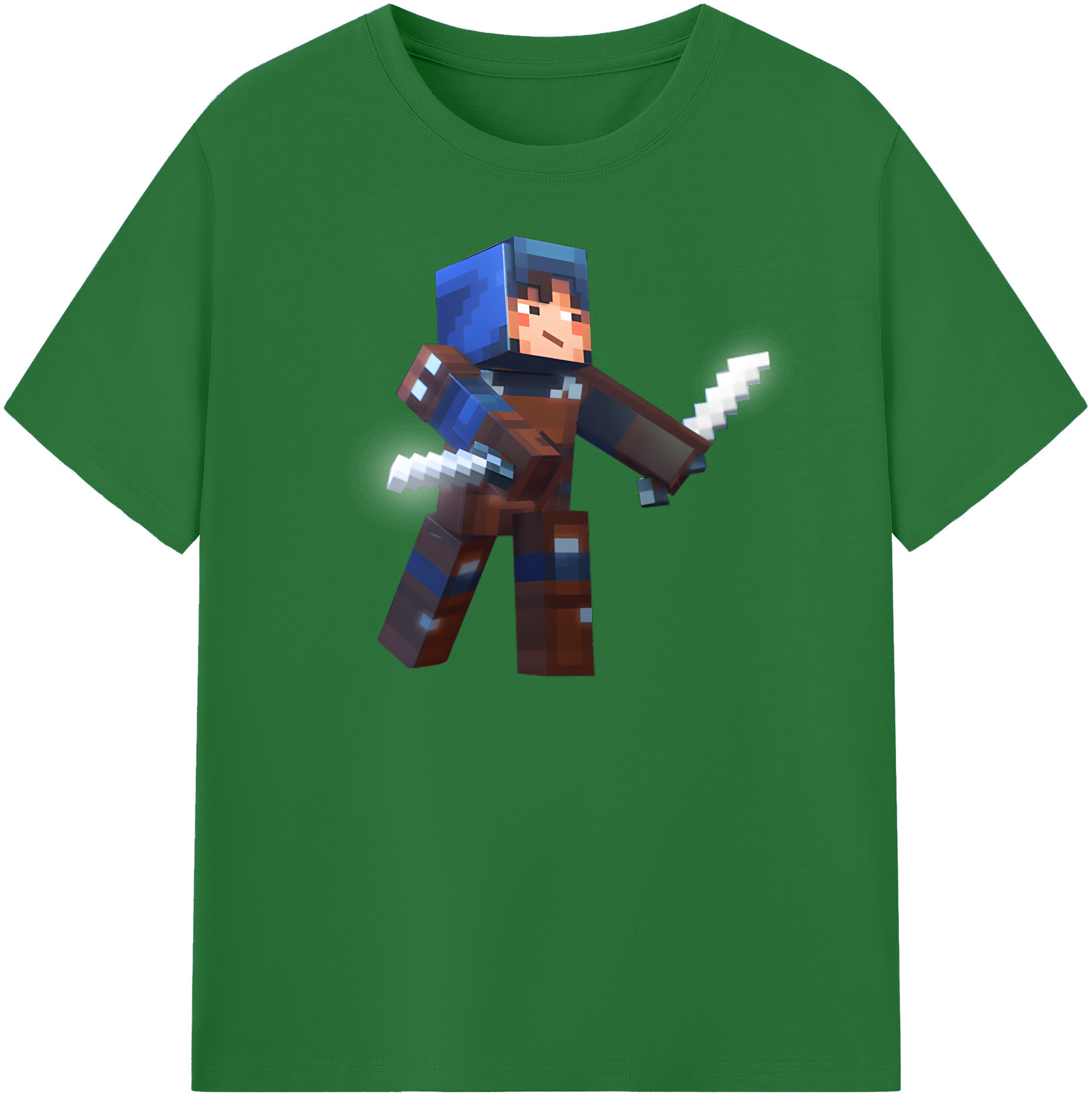 （画像用） マインクラフト ブロックの世界 Minecraft MC Block world 綿100％半袖Tシャツ（フロントプリント）