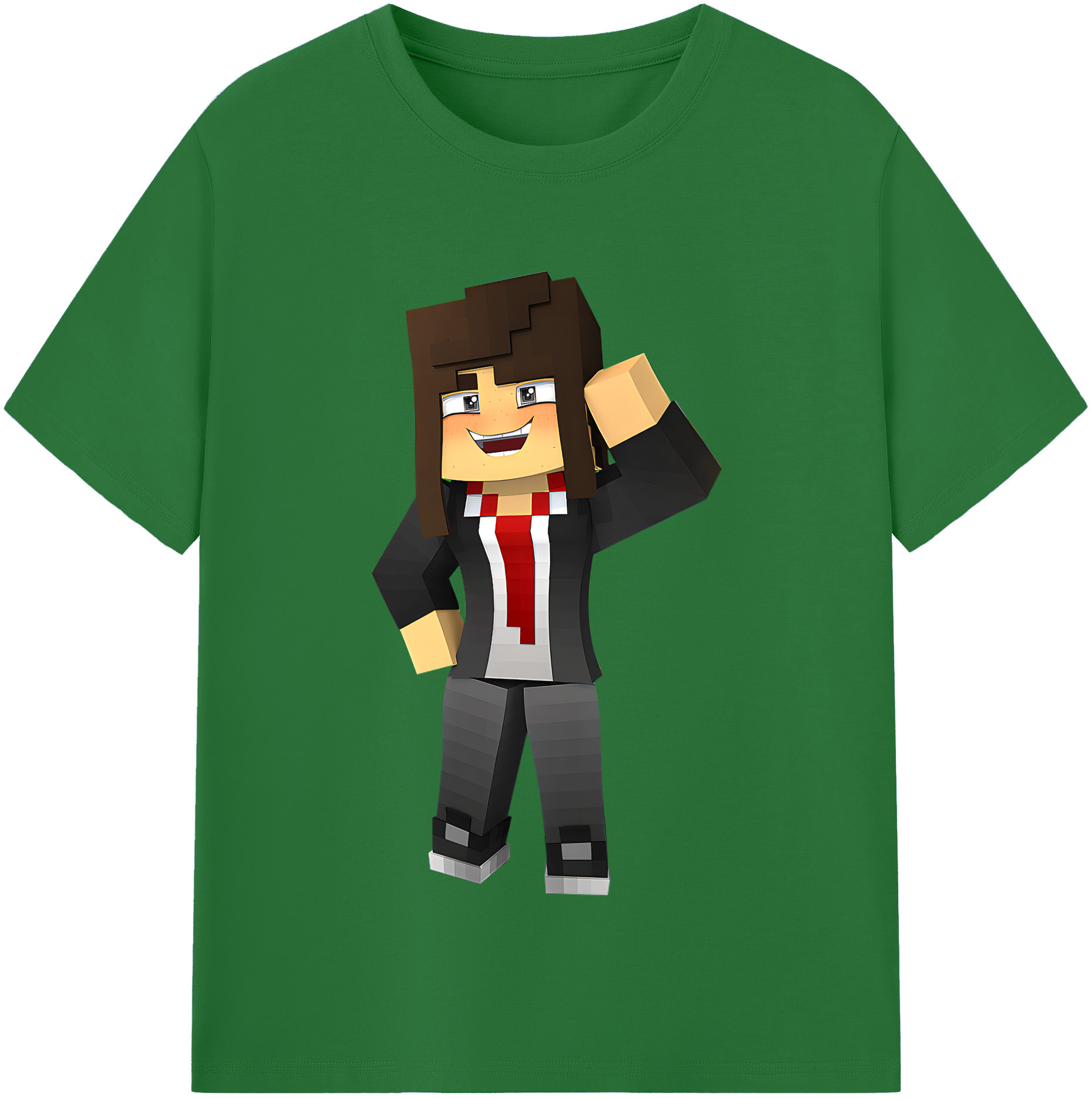 （画像用） マインクラフト ブロックの世界 Minecraft MC Block world 綿100％半袖Tシャツ（フロントプリント）