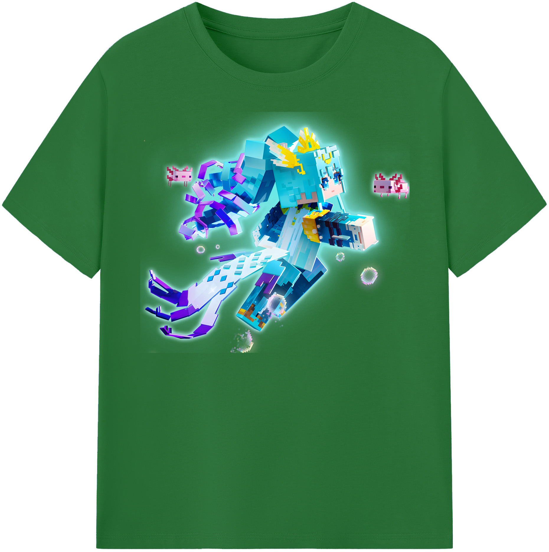 （画像用） マインクラフト ブロックの世界 Minecraft MC Block world 綿100％半袖Tシャツ（フロントプリント）