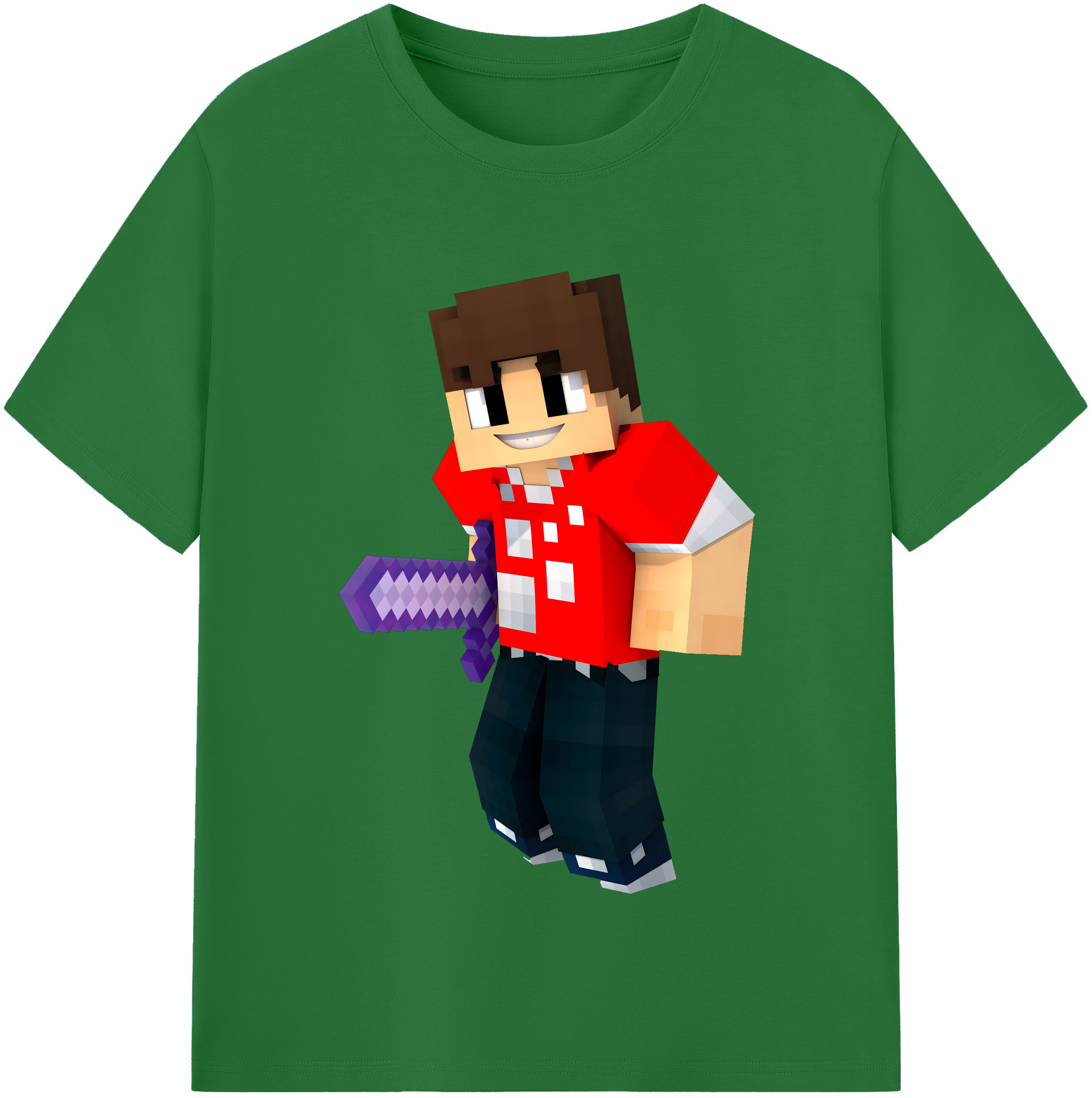 （画像用） マインクラフト ブロックの世界 Minecraft MC Block world 綿100％半袖Tシャツ（フロントプリント）