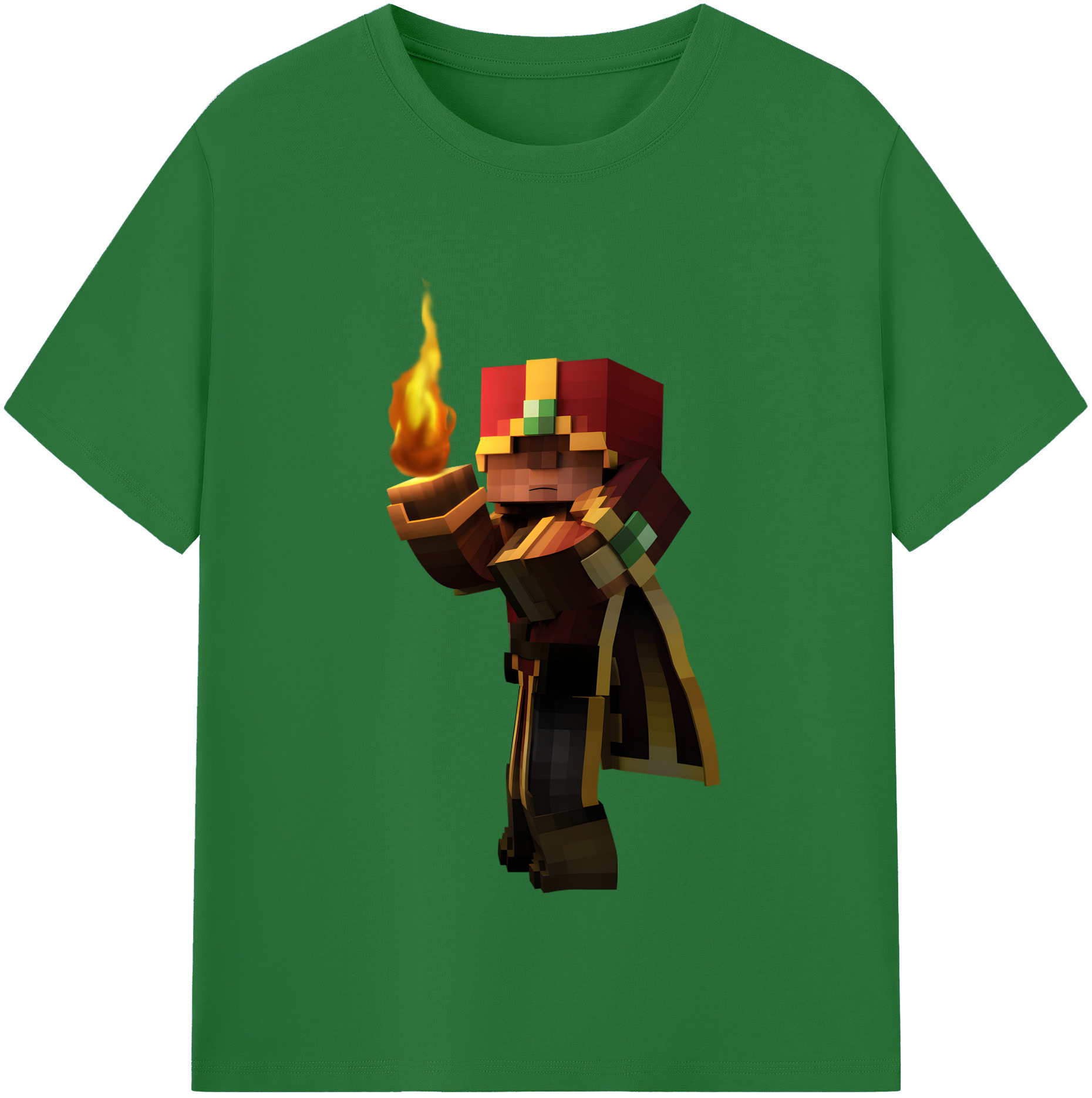 （画像用） マインクラフト ブロックの世界 Minecraft MC Block world 綿100％半袖Tシャツ（フロントプリント）