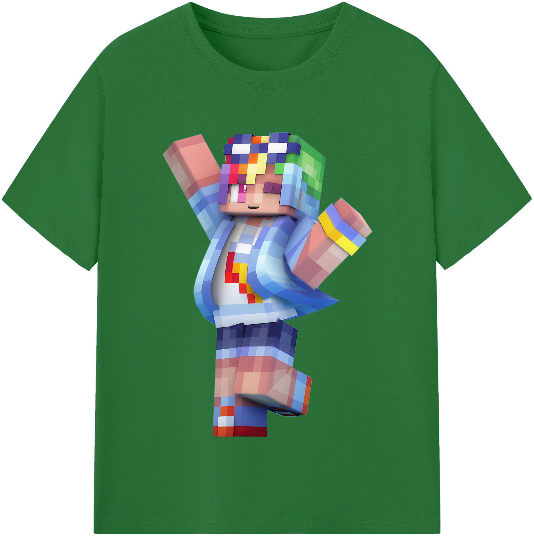 （画像用） マインクラフト ブロックの世界 Minecraft MC Block world 綿100％半袖Tシャツ（フロントプリント）