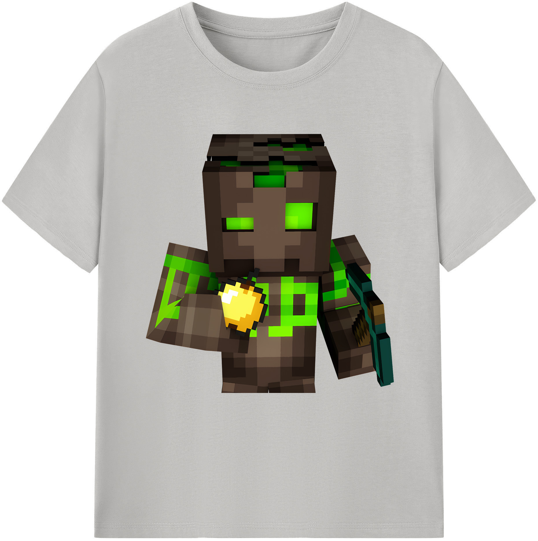 （画像用） マインクラフト ブロックの世界 Minecraft MC Block world 綿100％半袖Tシャツ（フロントプリント）