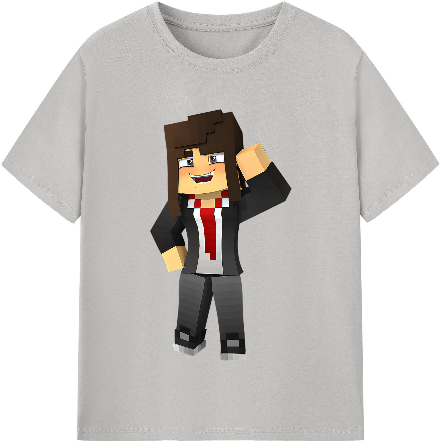 （画像用） マインクラフト ブロックの世界 Minecraft MC Block world 綿100％半袖Tシャツ（フロントプリント）