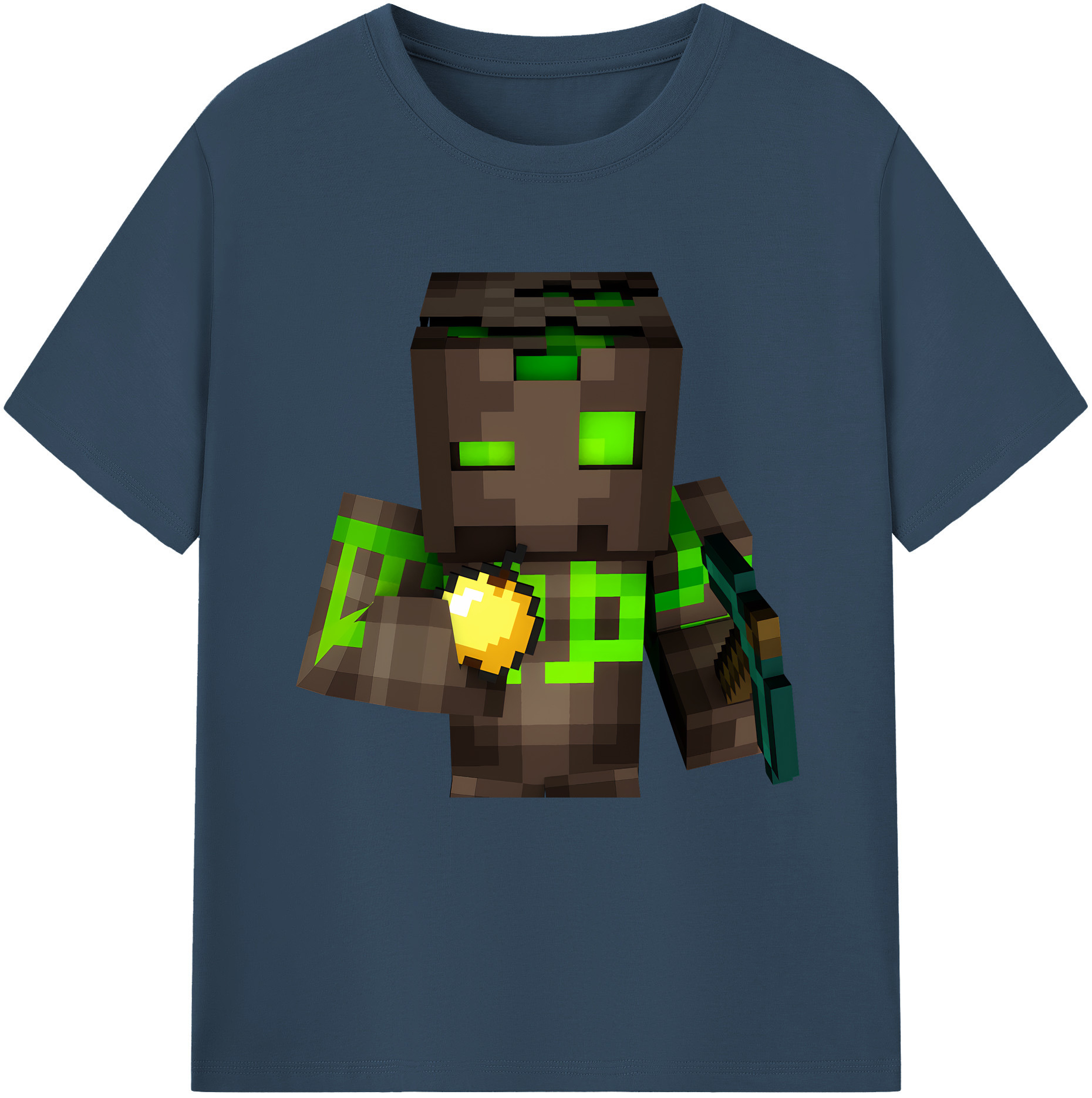 （画像用） マインクラフト ブロックの世界 Minecraft MC Block world 綿100％半袖Tシャツ（フロントプリント）