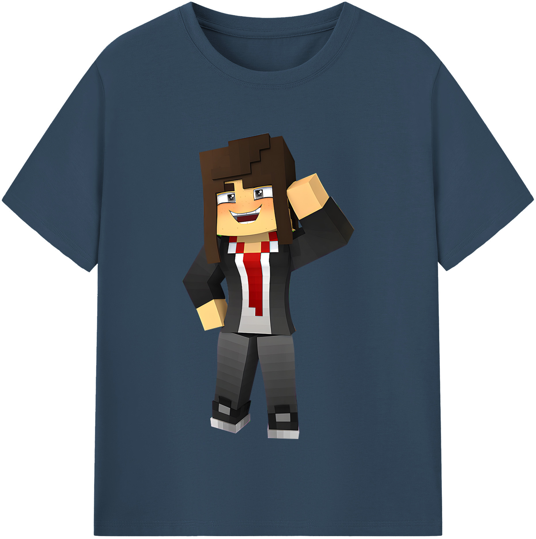 （画像用） マインクラフト ブロックの世界 Minecraft MC Block world 綿100％半袖Tシャツ（フロントプリント）
