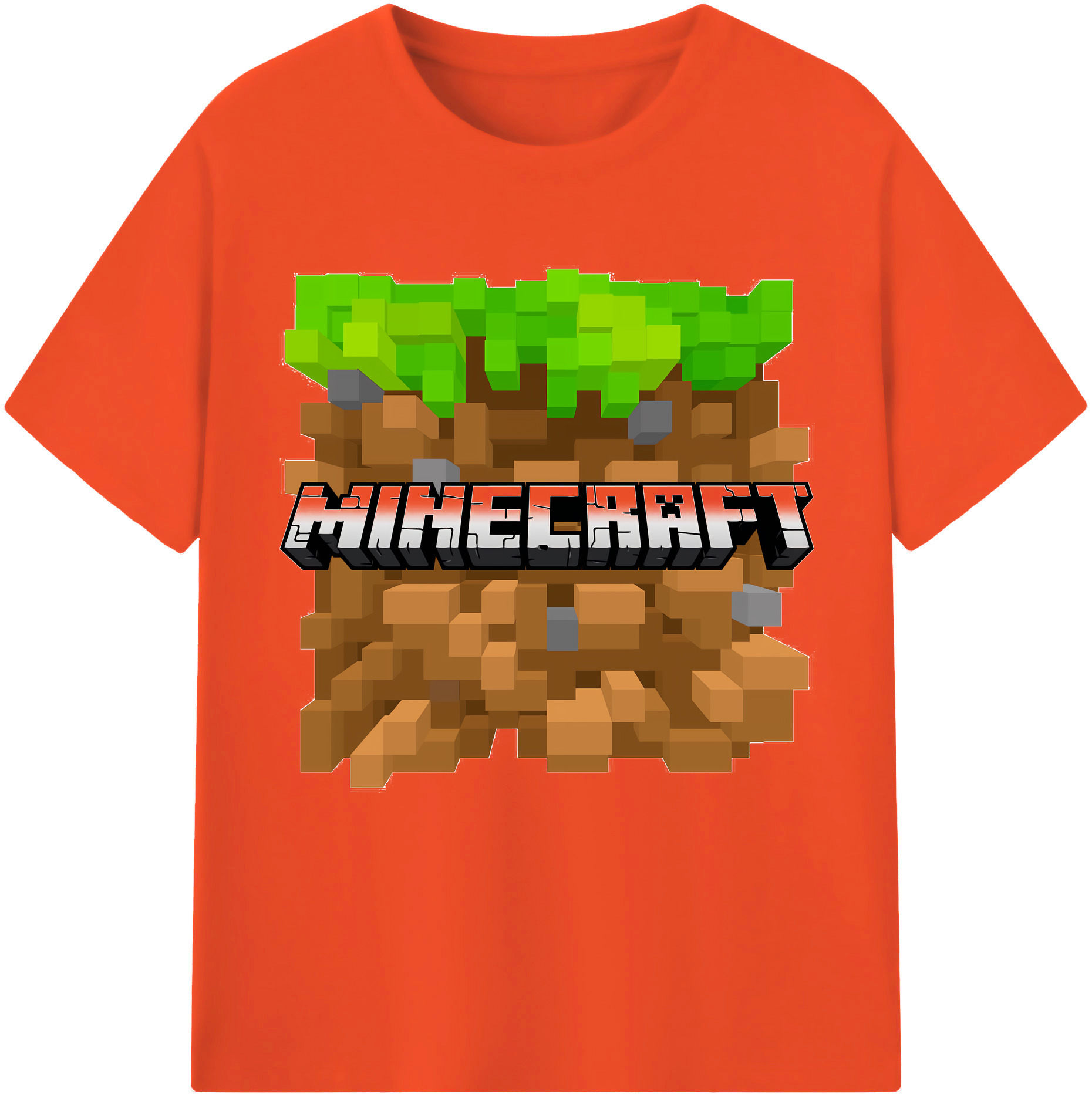 （画像用） マインクラフト ブロックの世界 Minecraft MC Block world 綿100％半袖Tシャツ（フロントプリント）