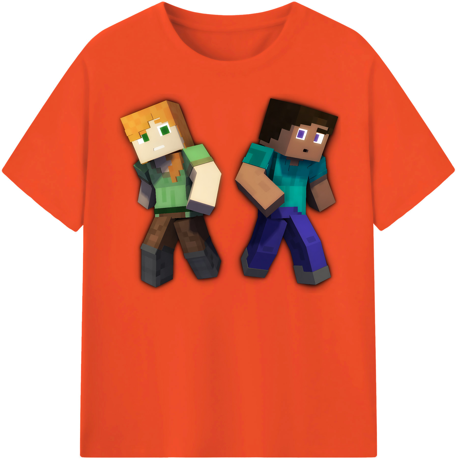 （画像用） マインクラフト ブロックの世界 Minecraft MC Block world 綿100％半袖Tシャツ（フロントプリント）