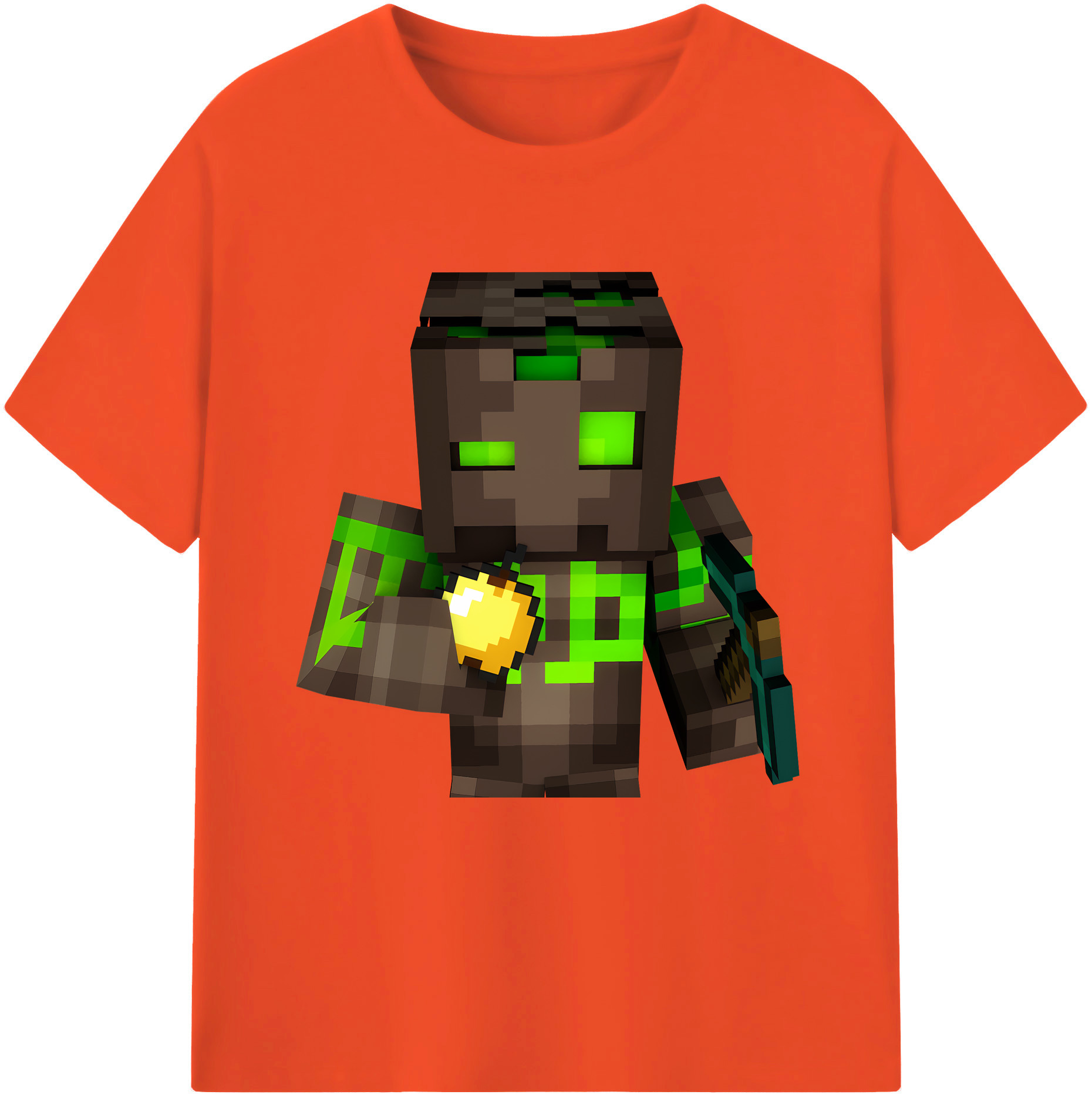 （画像用） マインクラフト ブロックの世界 Minecraft MC Block world 綿100％半袖Tシャツ（フロントプリント）