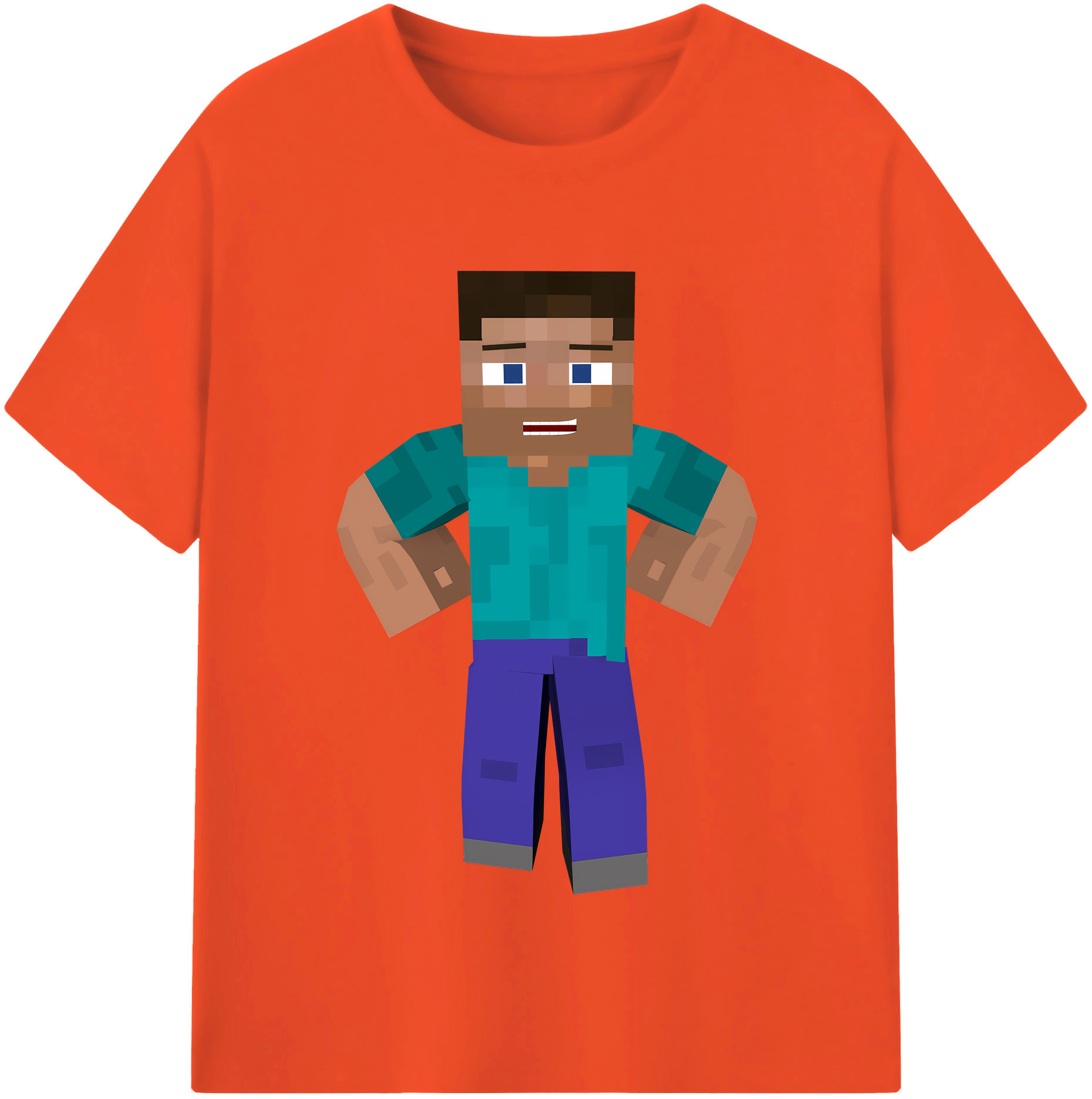 （画像用） マインクラフト ブロックの世界 Minecraft MC Block world 綿100％半袖Tシャツ（フロントプリント）