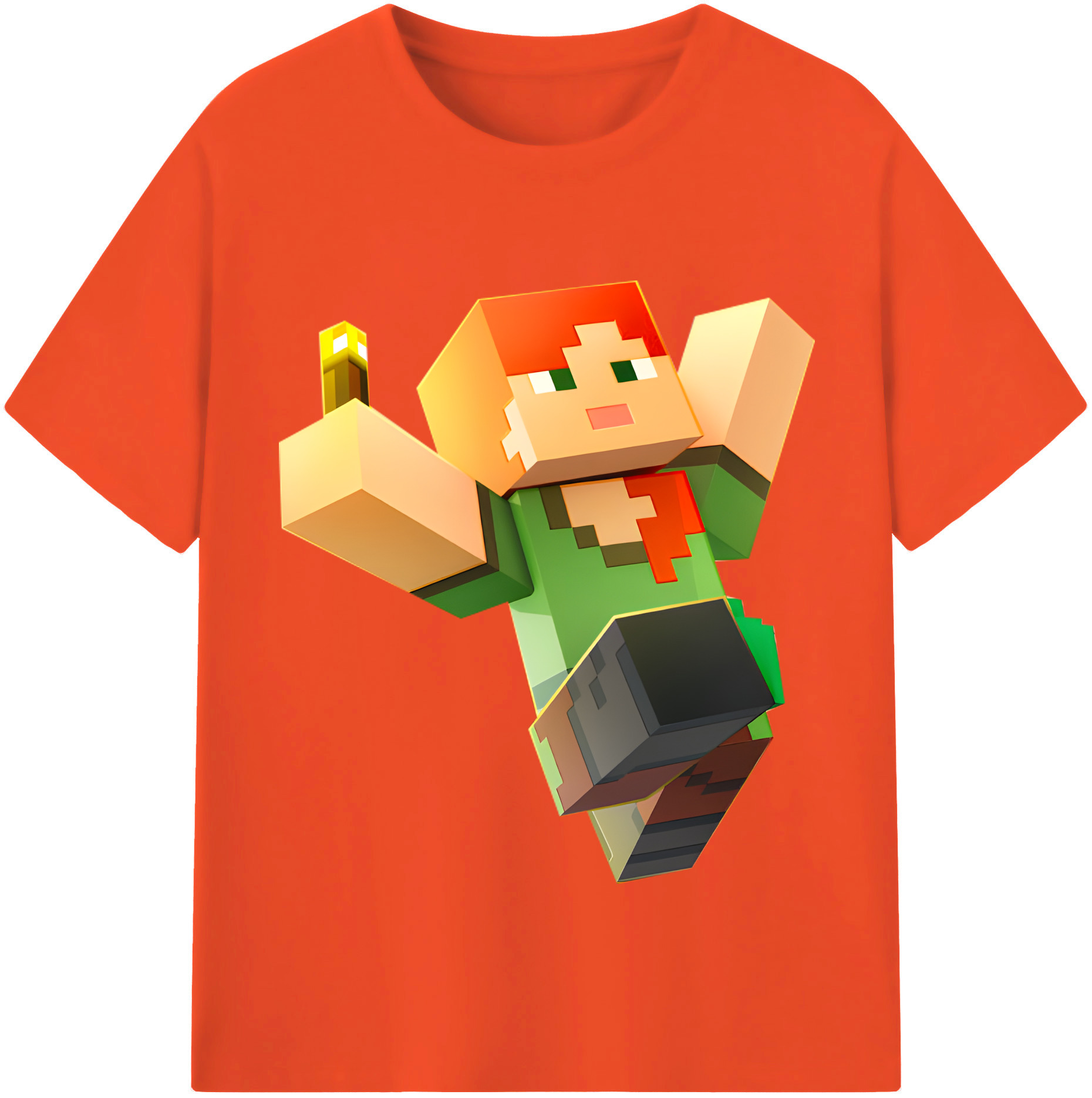 （画像用） マインクラフト ブロックの世界 Minecraft MC Block world 綿100％半袖Tシャツ（フロントプリント）