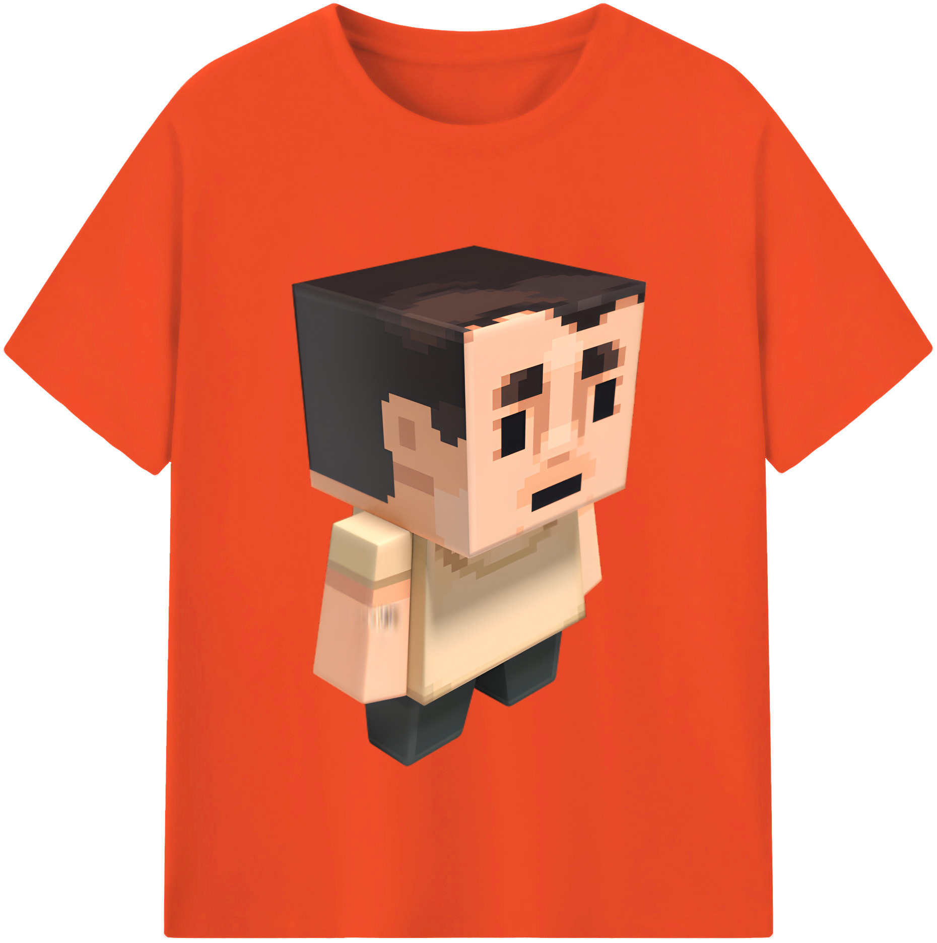 （画像用） マインクラフト ブロックの世界 Minecraft MC Block world 綿100％半袖Tシャツ（フロントプリント）