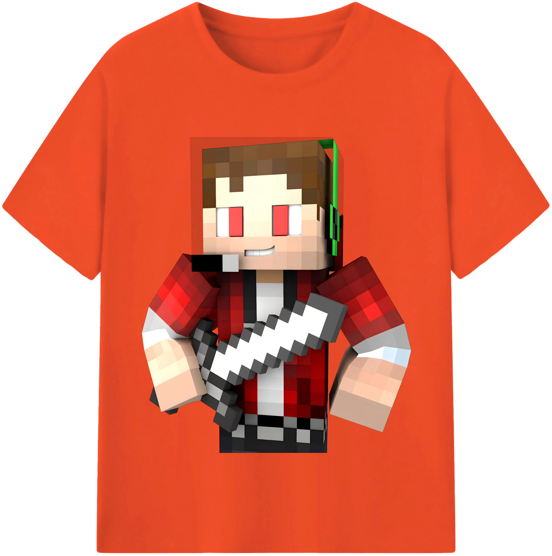 （画像用） マインクラフト ブロックの世界 Minecraft MC Block world 綿100％半袖Tシャツ（フロントプリント）