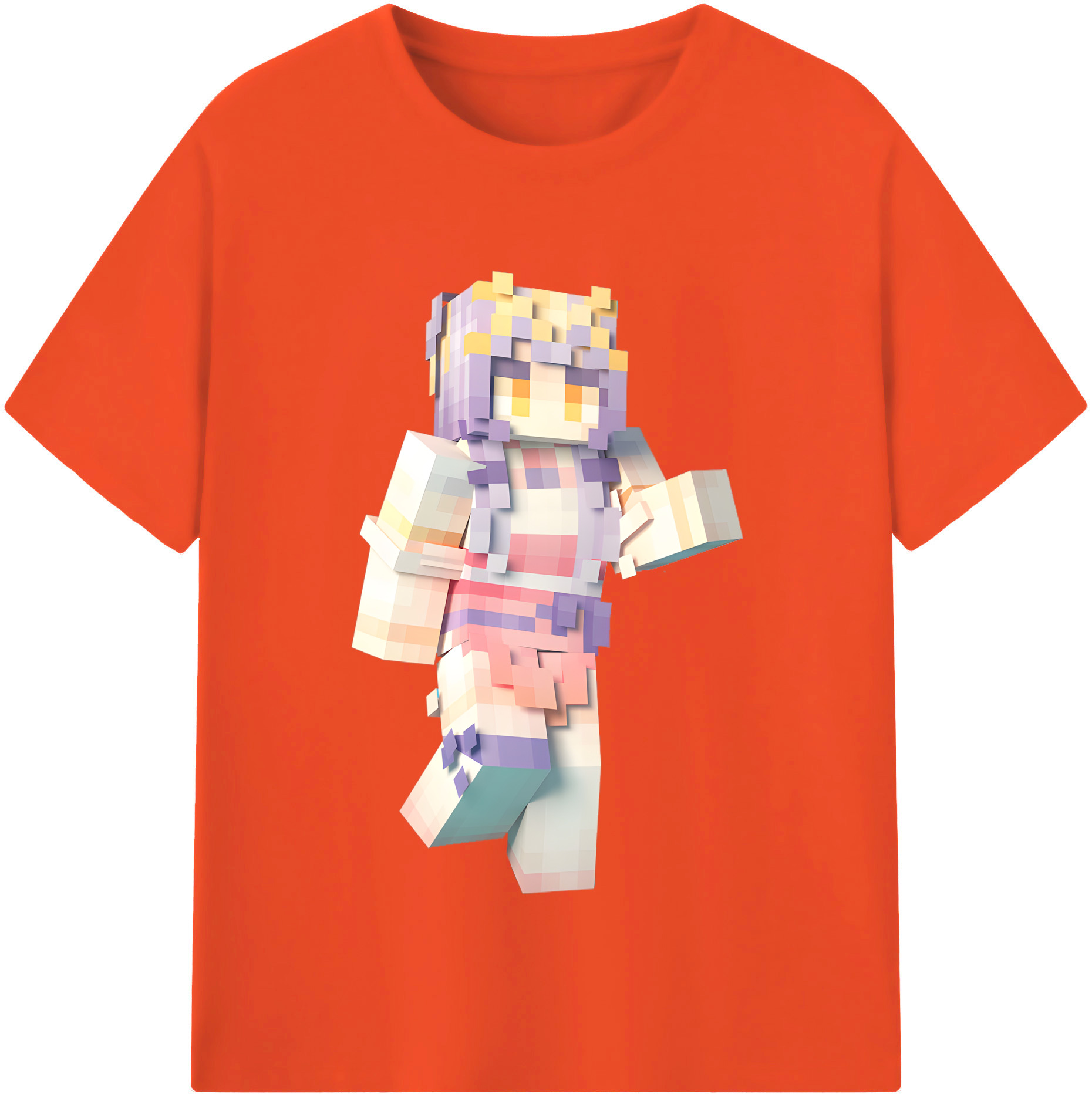 （画像用） マインクラフト ブロックの世界 Minecraft MC Block world 綿100％半袖Tシャツ（フロントプリント）