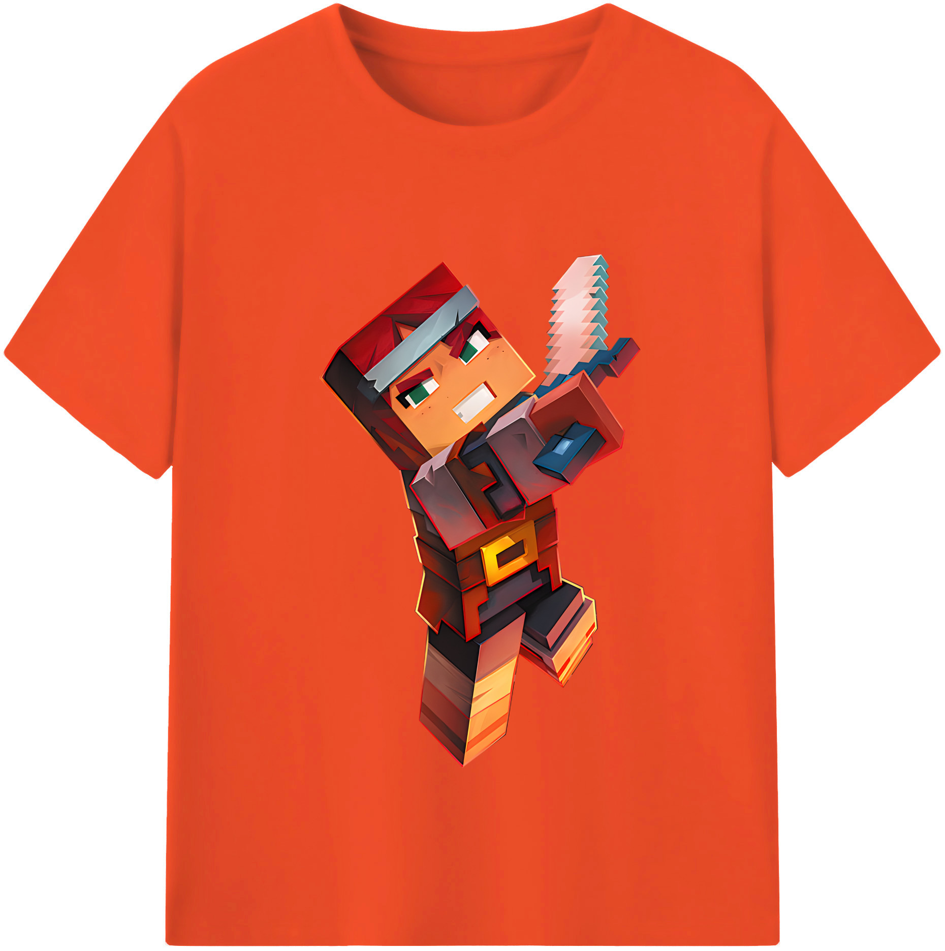 （画像用） マインクラフト ブロックの世界 Minecraft MC Block world 綿100％半袖Tシャツ（フロントプリント）