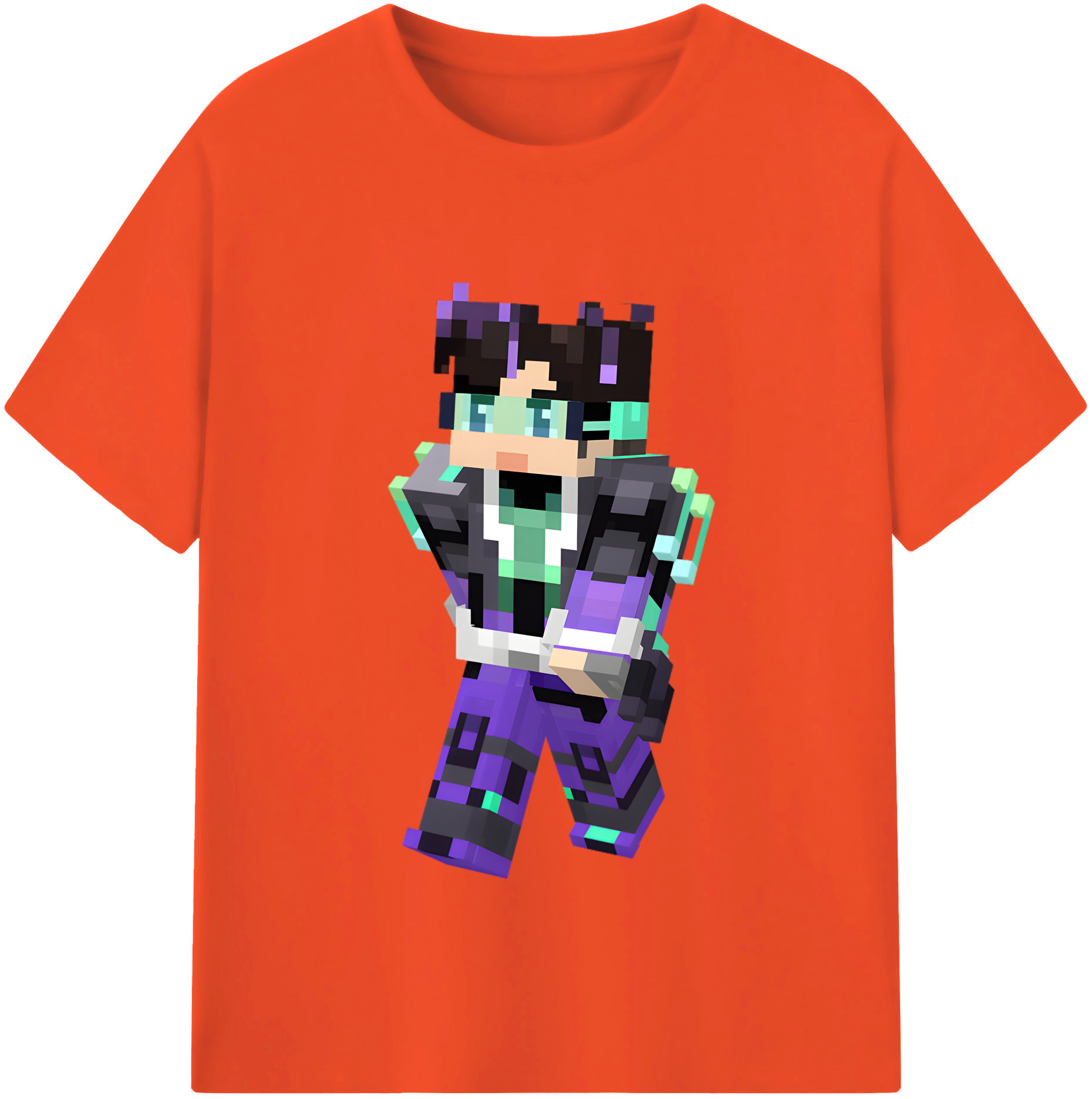 （画像用） マインクラフト ブロックの世界 Minecraft MC Block world 綿100％半袖Tシャツ（フロントプリント）