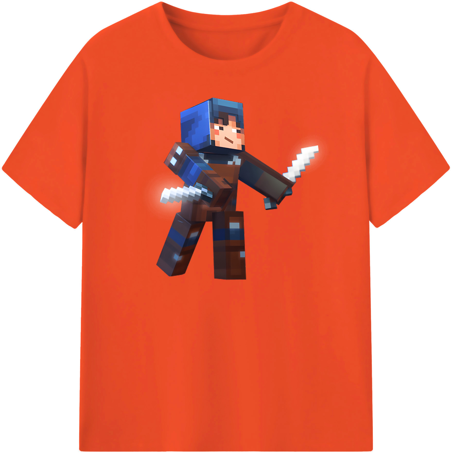 （画像用） マインクラフト ブロックの世界 Minecraft MC Block world 綿100％半袖Tシャツ（フロントプリント）