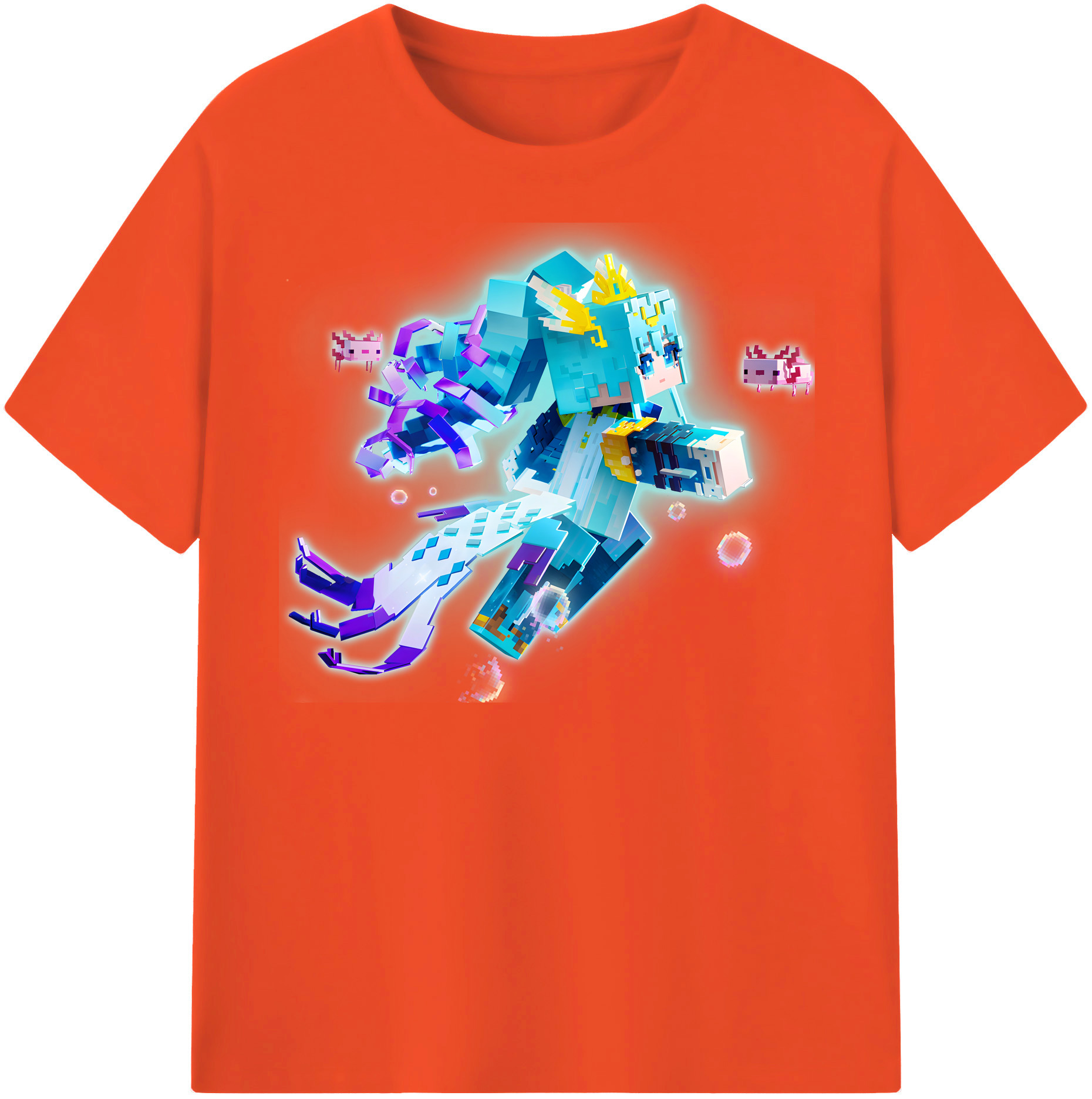 （画像用） マインクラフト ブロックの世界 Minecraft MC Block world 綿100％半袖Tシャツ（フロントプリント）