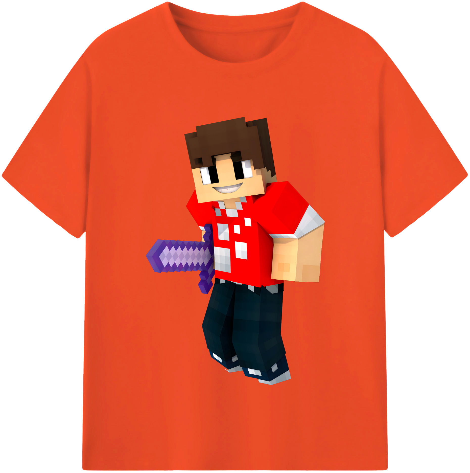 （画像用） マインクラフト ブロックの世界 Minecraft MC Block world 綿100％半袖Tシャツ（フロントプリント）