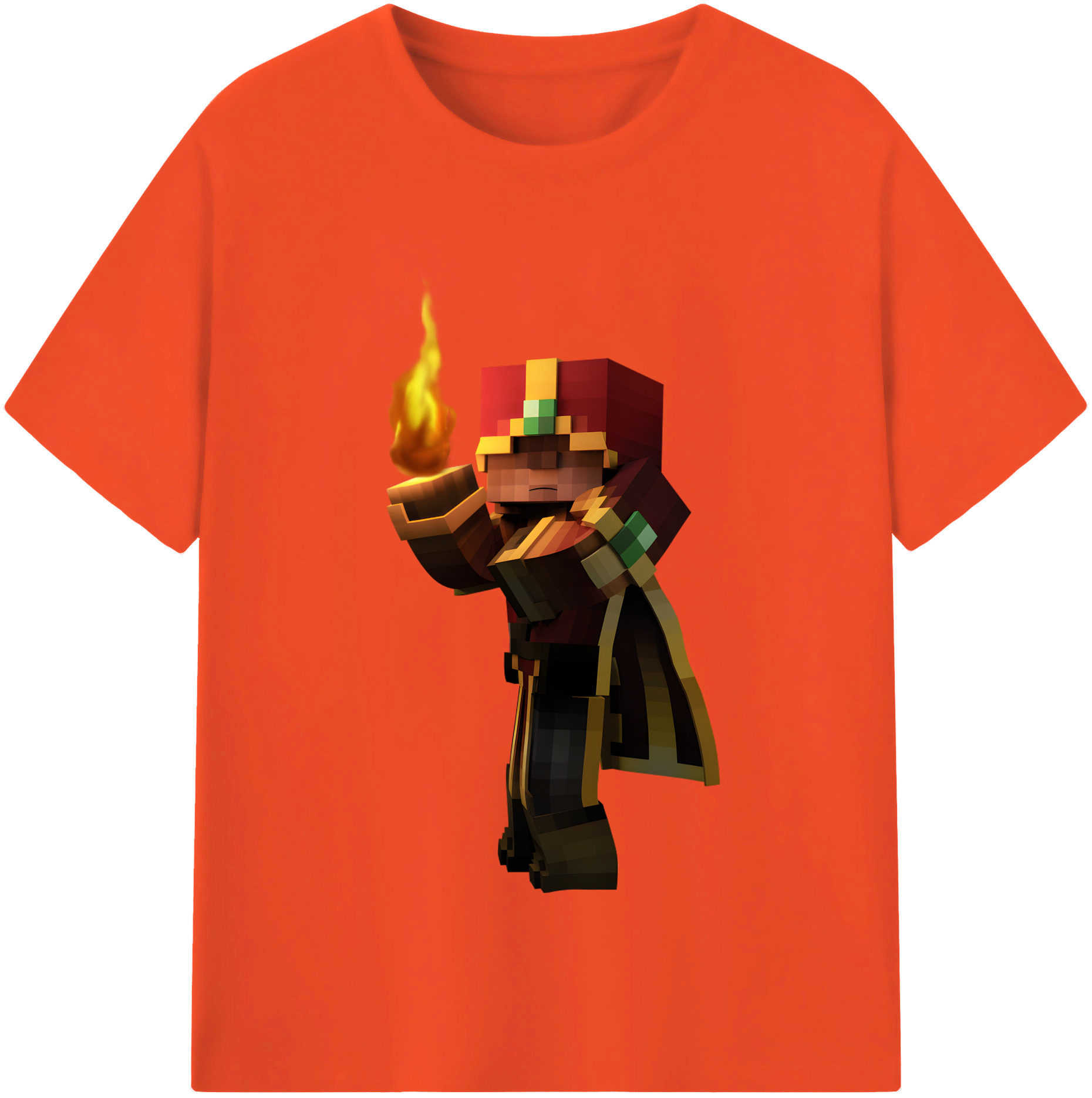（画像用） マインクラフト ブロックの世界 Minecraft MC Block world 綿100％半袖Tシャツ（フロントプリント）