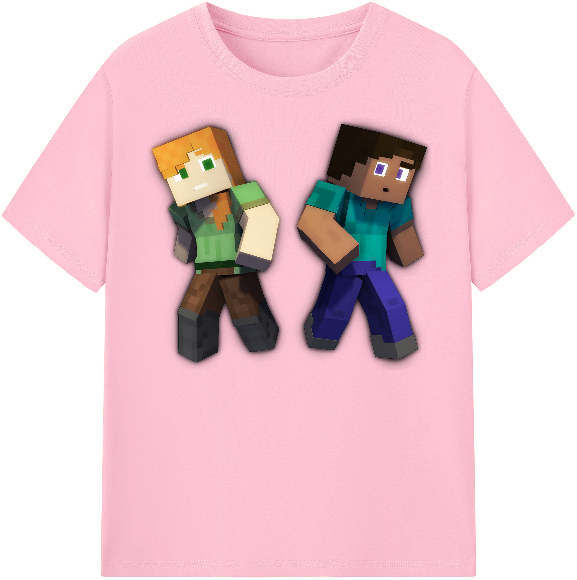 （画像用） マインクラフト ブロックの世界 Minecraft MC Block world 綿100％半袖Tシャツ（フロントプリント）