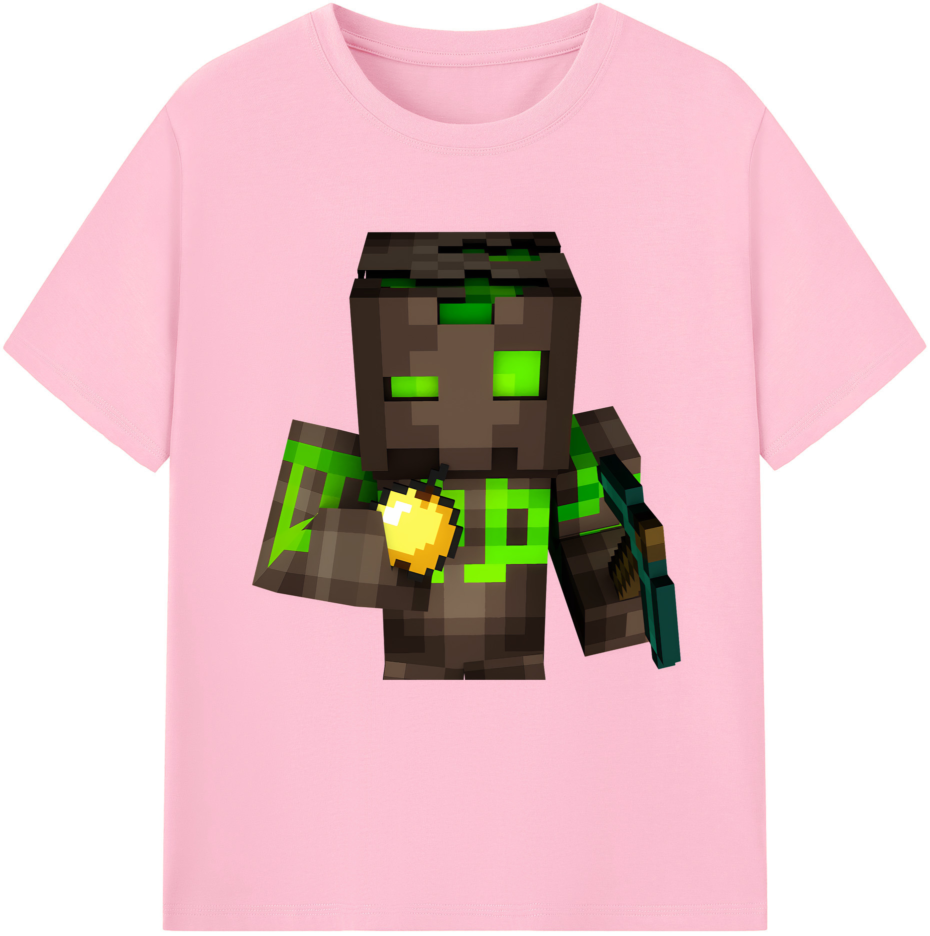 （画像用） マインクラフト ブロックの世界 Minecraft MC Block world 綿100％半袖Tシャツ（フロントプリント）