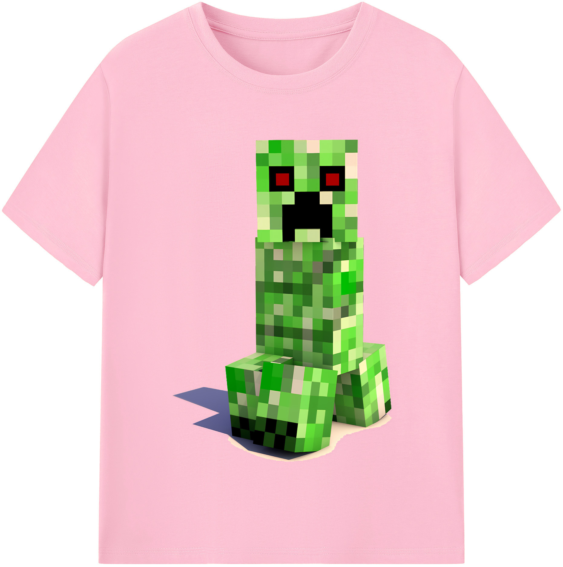（画像用） マインクラフト ブロックの世界 Minecraft MC Block world 綿100％半袖Tシャツ（フロントプリント）
