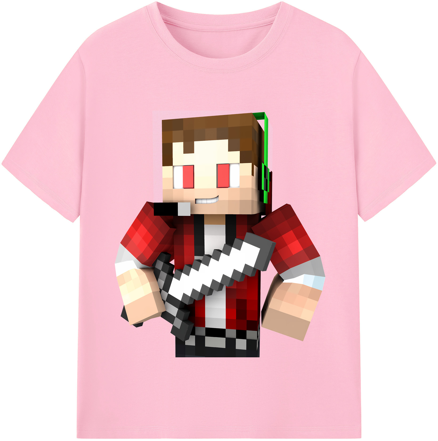（画像用） マインクラフト ブロックの世界 Minecraft MC Block world 綿100％半袖Tシャツ（フロントプリント）