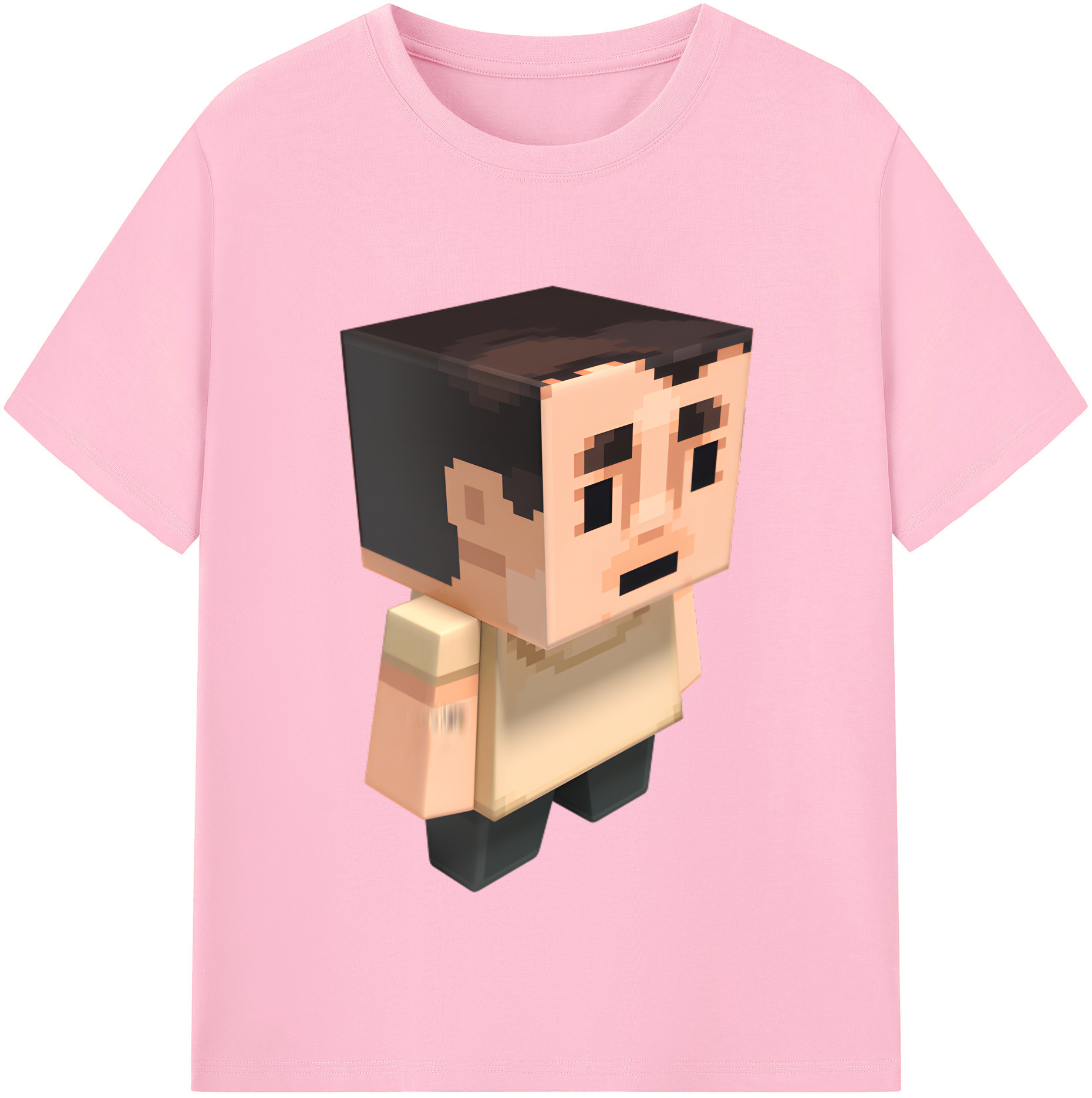 （画像用） マインクラフト ブロックの世界 Minecraft MC Block world 綿100％半袖Tシャツ（フロントプリント）
