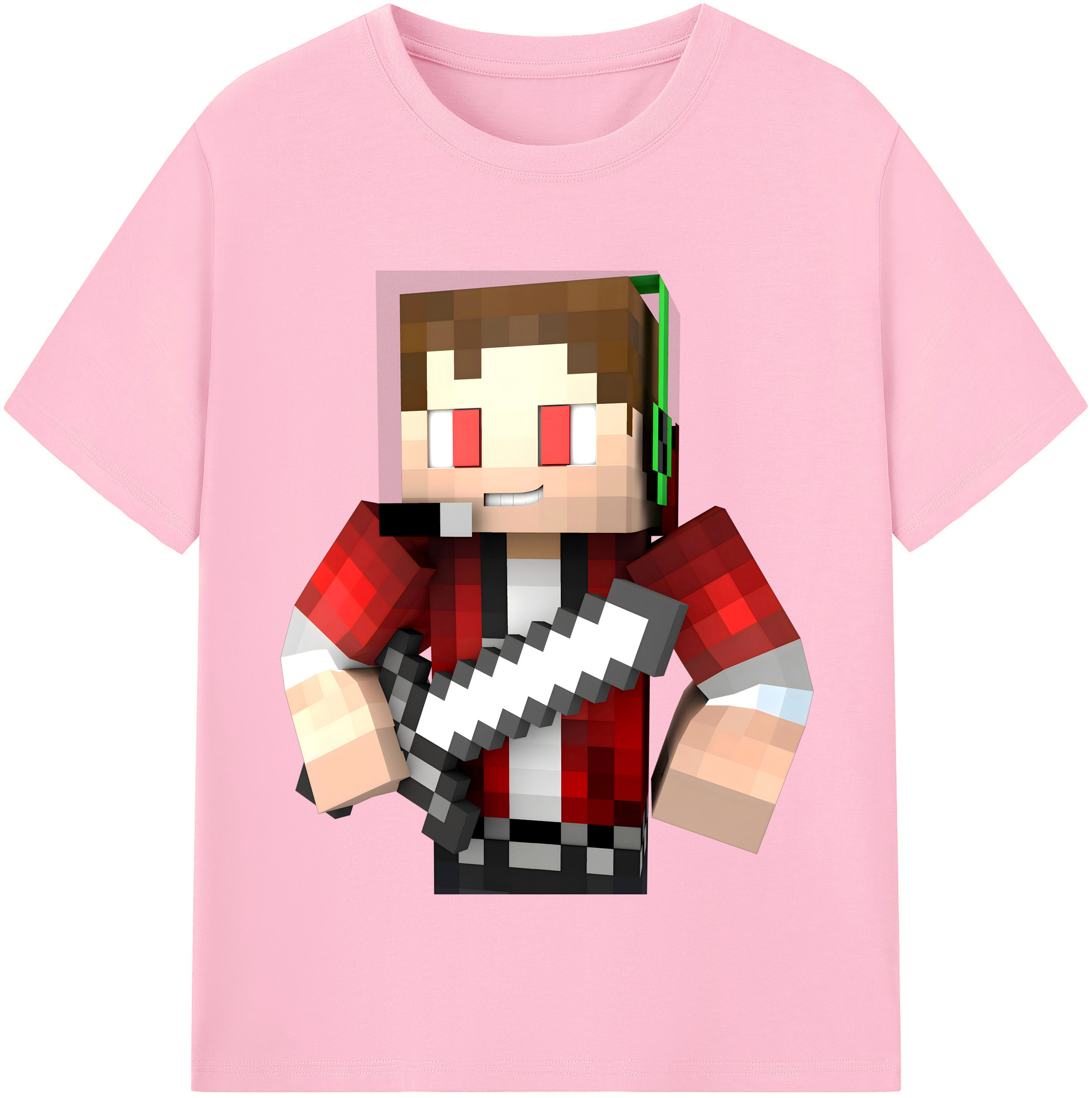 （画像用） マインクラフト ブロックの世界 Minecraft MC Block world 綿100％半袖Tシャツ（フロントプリント）