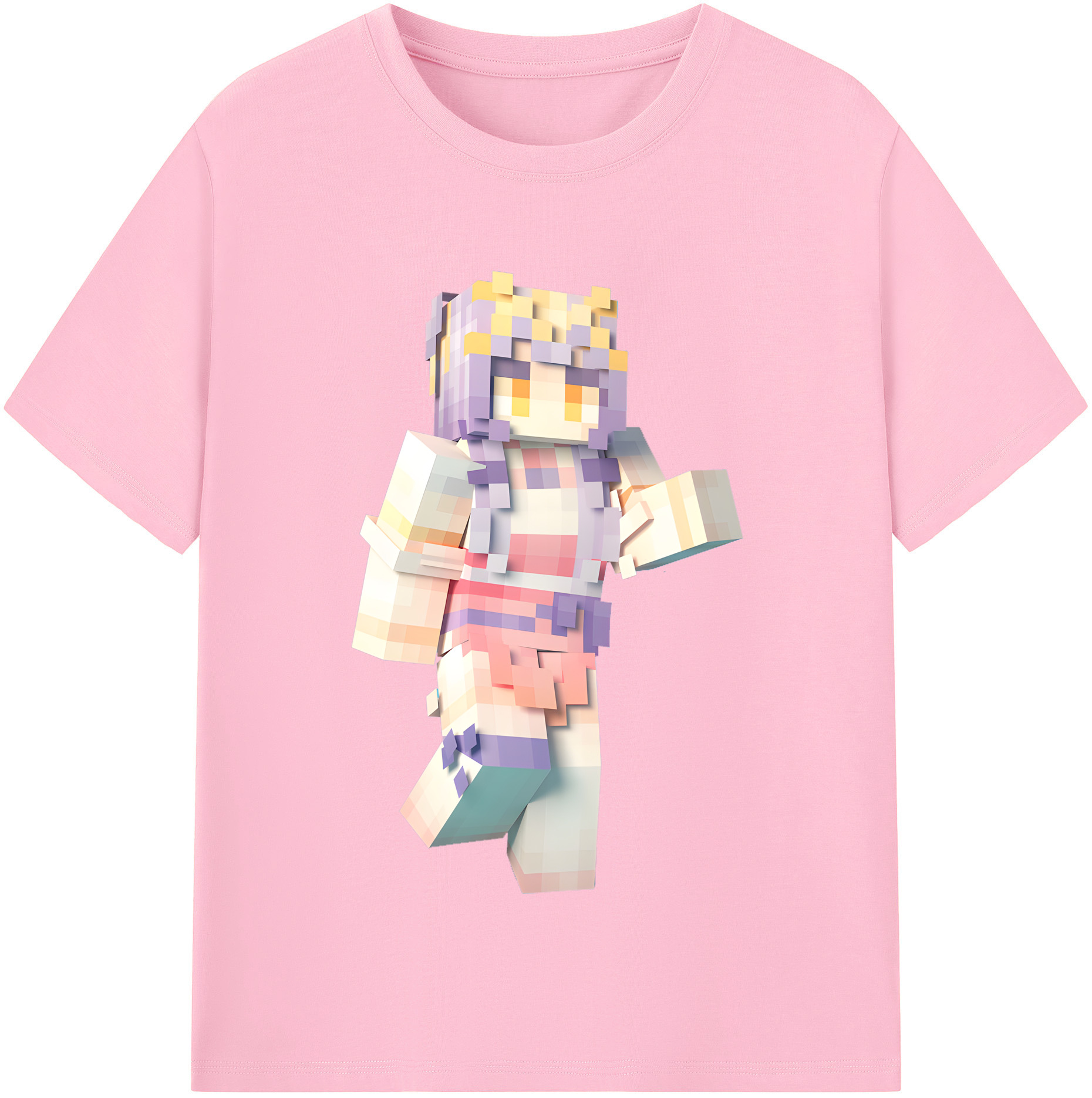 （画像用） マインクラフト ブロックの世界 Minecraft MC Block world 綿100％半袖Tシャツ（フロントプリント）