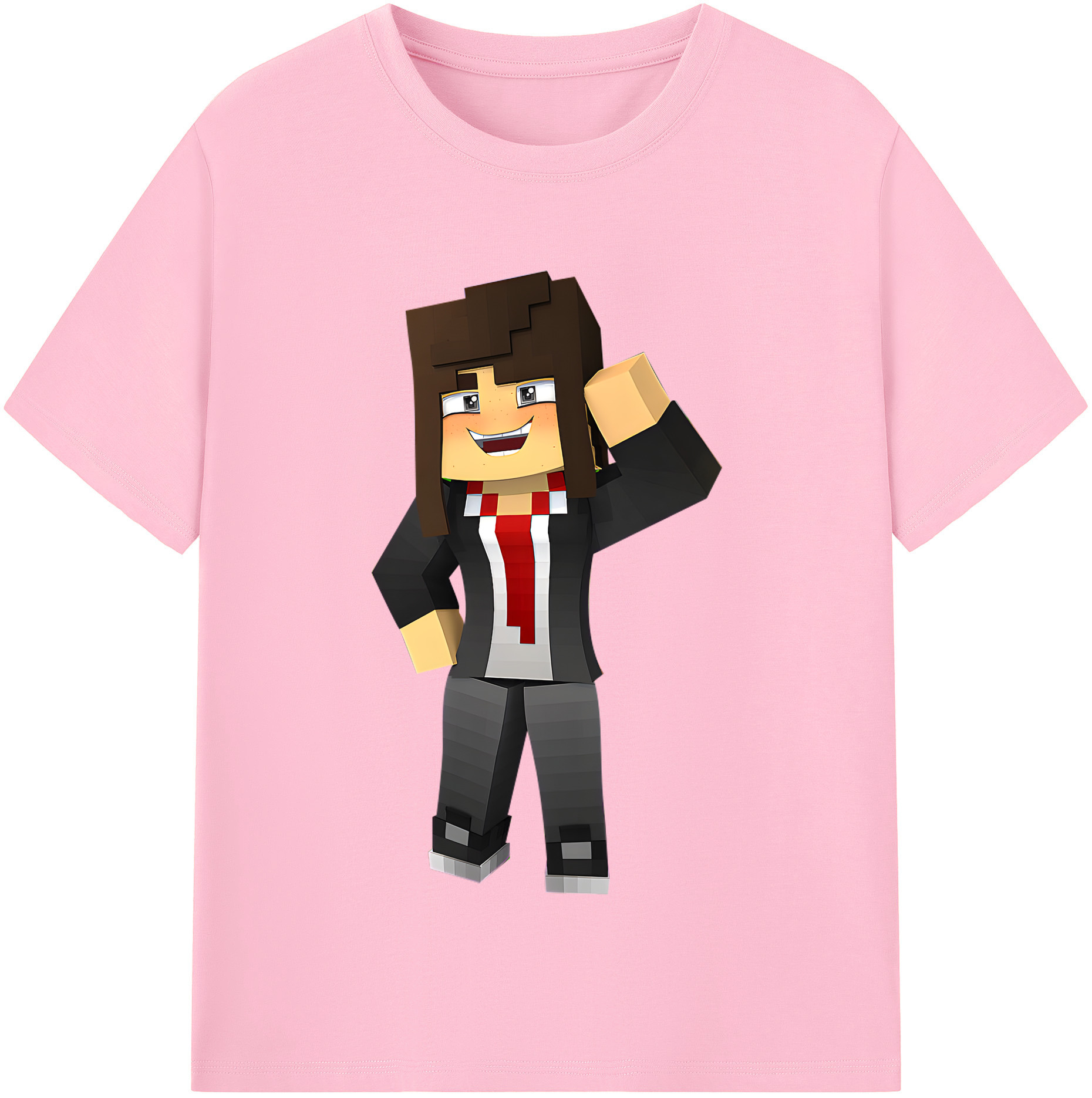 （画像用） マインクラフト ブロックの世界 Minecraft MC Block world 綿100％半袖Tシャツ（フロントプリント）