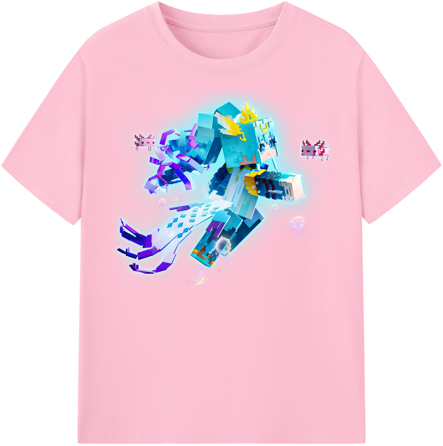 （画像用） マインクラフト ブロックの世界 Minecraft MC Block world 綿100％半袖Tシャツ（フロントプリント）