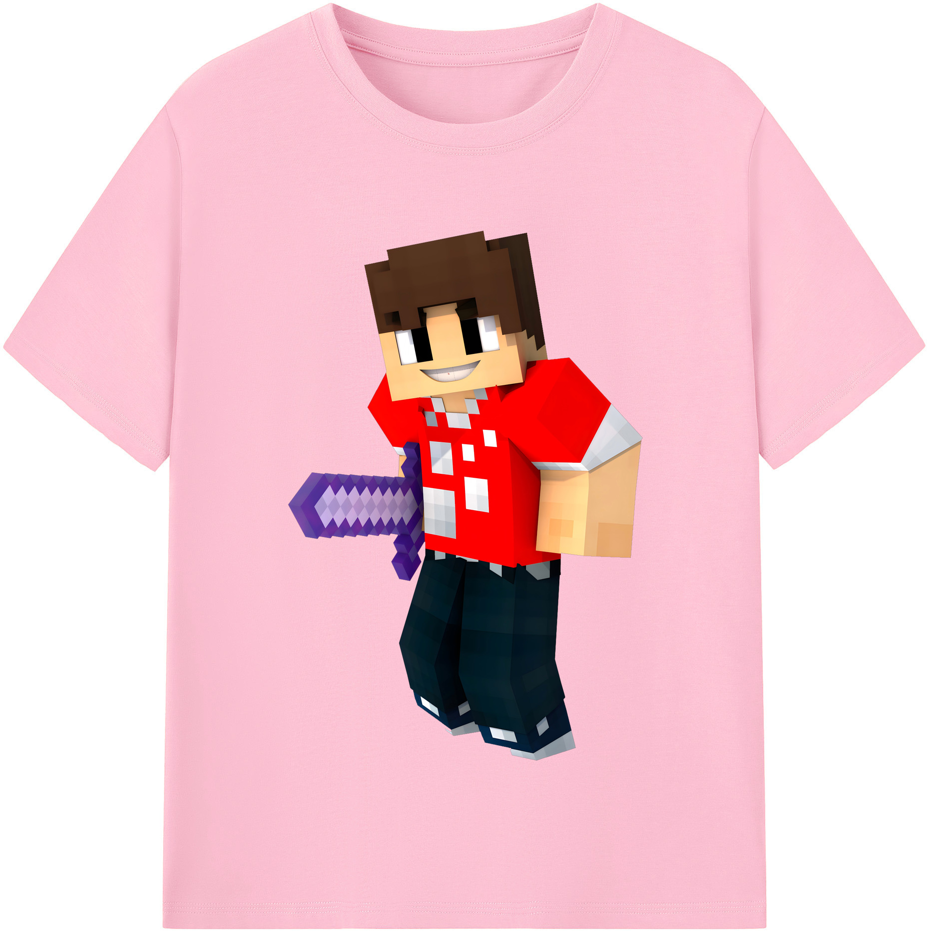 （画像用） マインクラフト ブロックの世界 Minecraft MC Block world 綿100％半袖Tシャツ（フロントプリント）