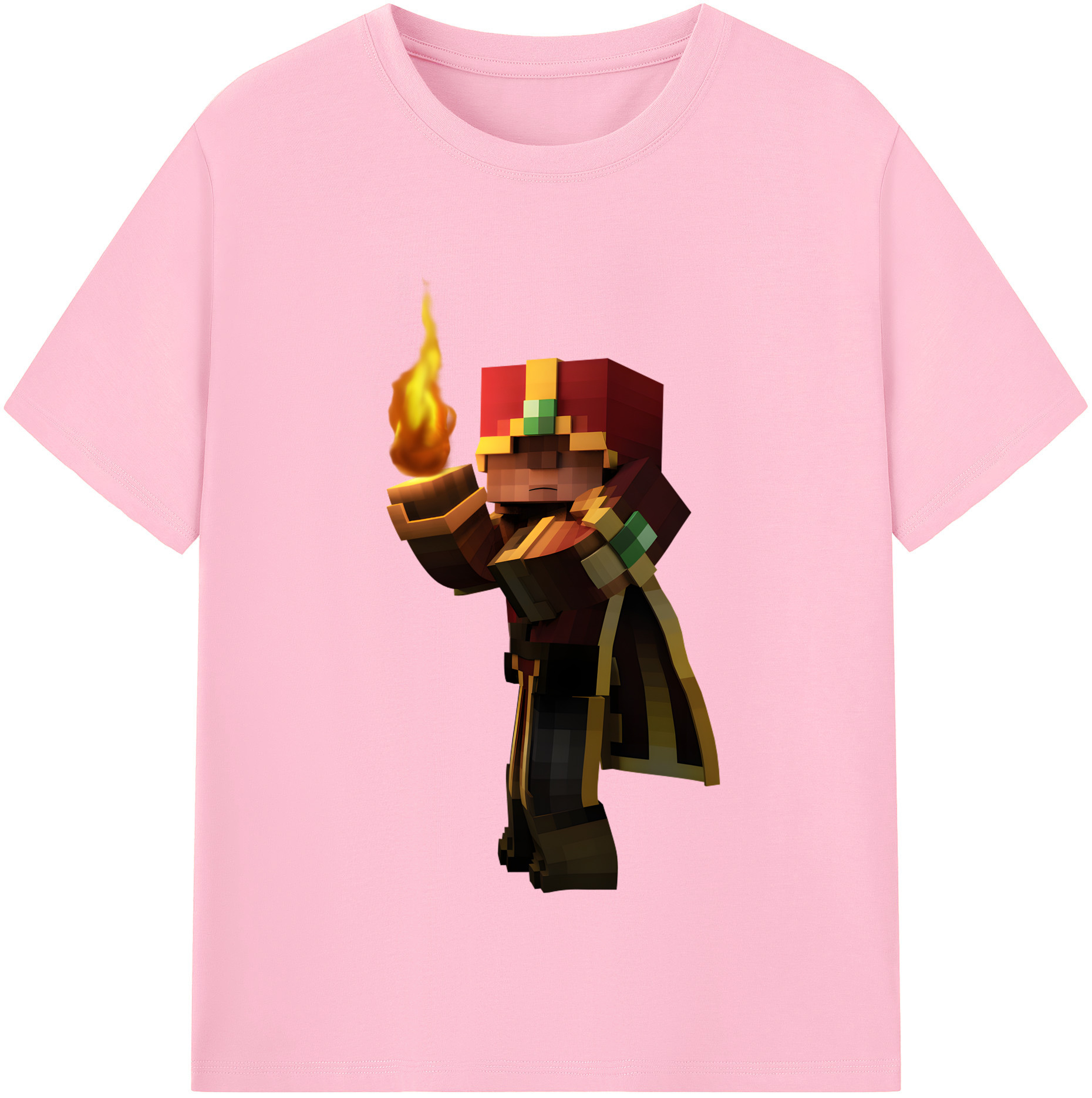 （画像用） マインクラフト ブロックの世界 Minecraft MC Block world 綿100％半袖Tシャツ（フロントプリント）