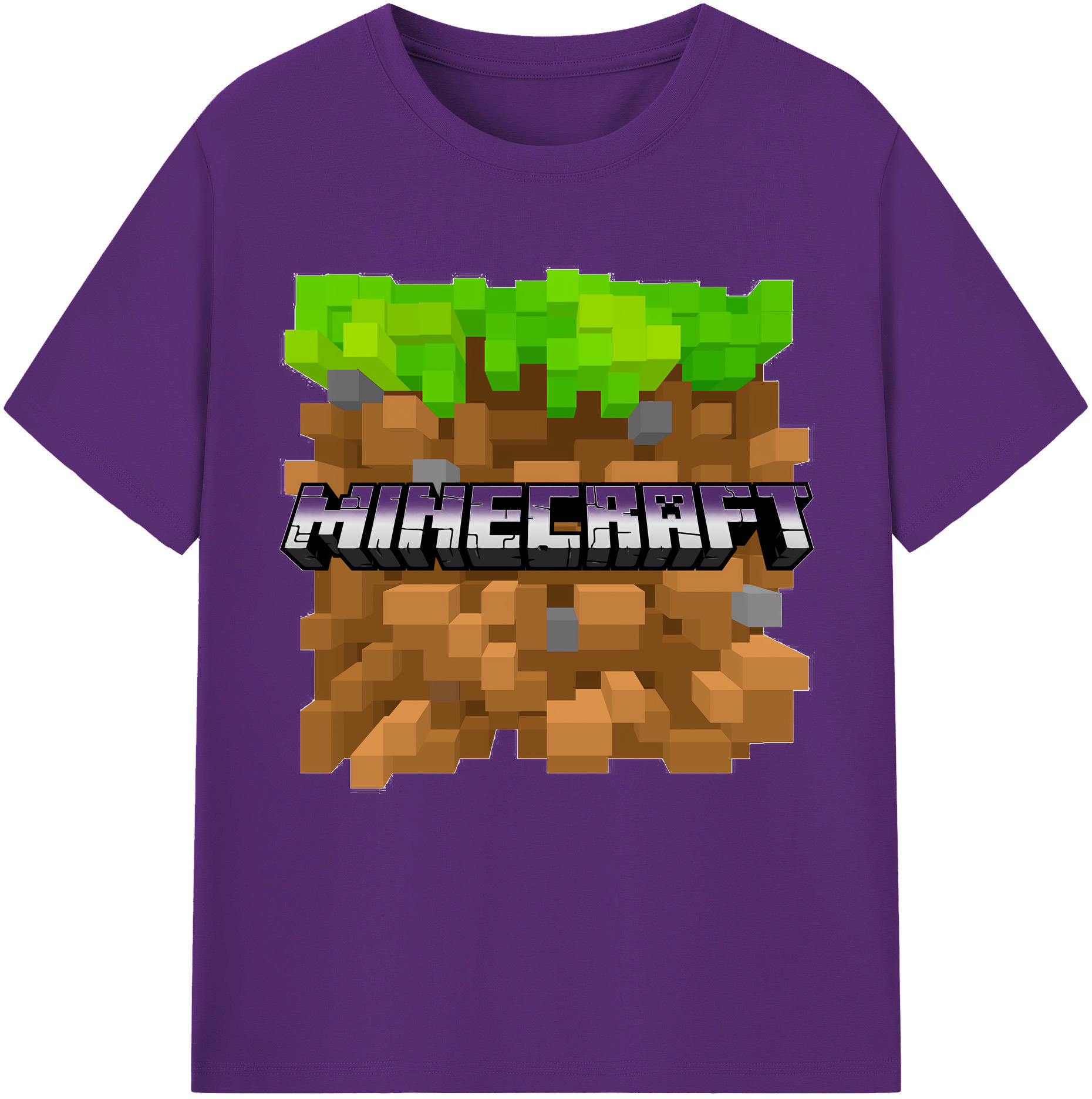 （画像用） マインクラフト ブロックの世界 Minecraft MC Block world 綿100％半袖Tシャツ（フロントプリント）