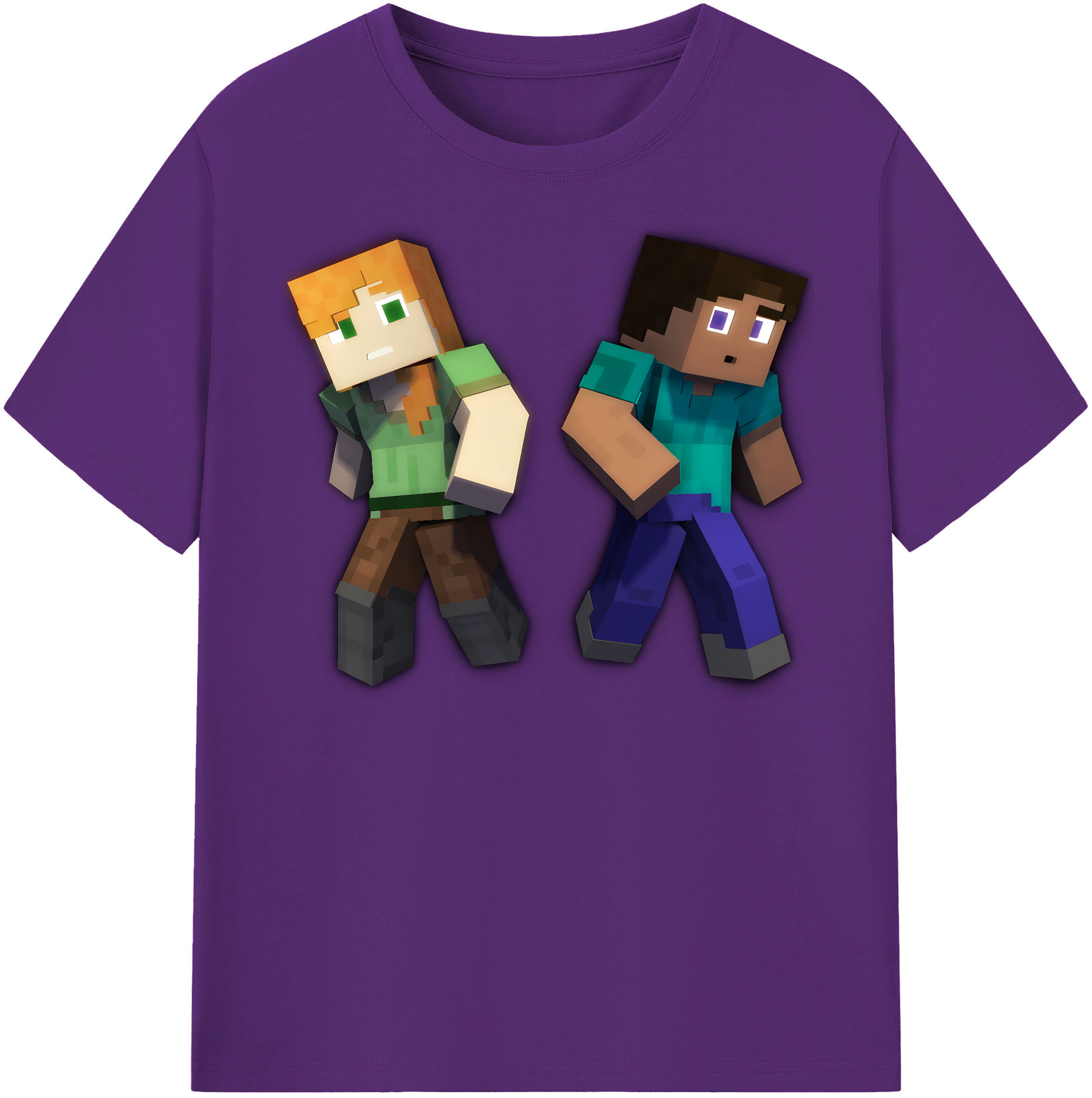 （画像用） マインクラフト ブロックの世界 Minecraft MC Block world 綿100％半袖Tシャツ（フロントプリント）