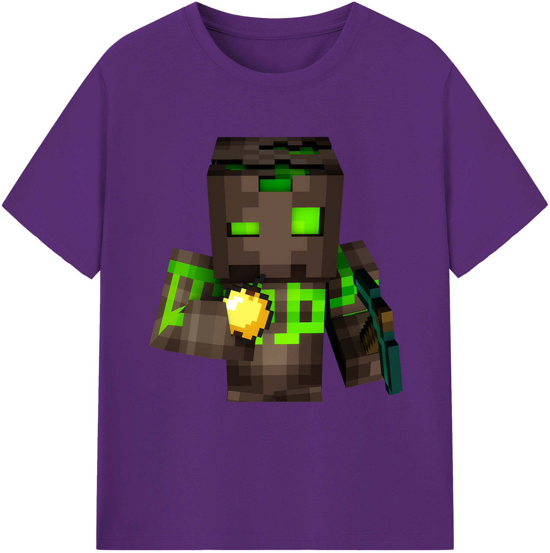 （画像用） マインクラフト ブロックの世界 Minecraft MC Block world 綿100％半袖Tシャツ（フロントプリント）