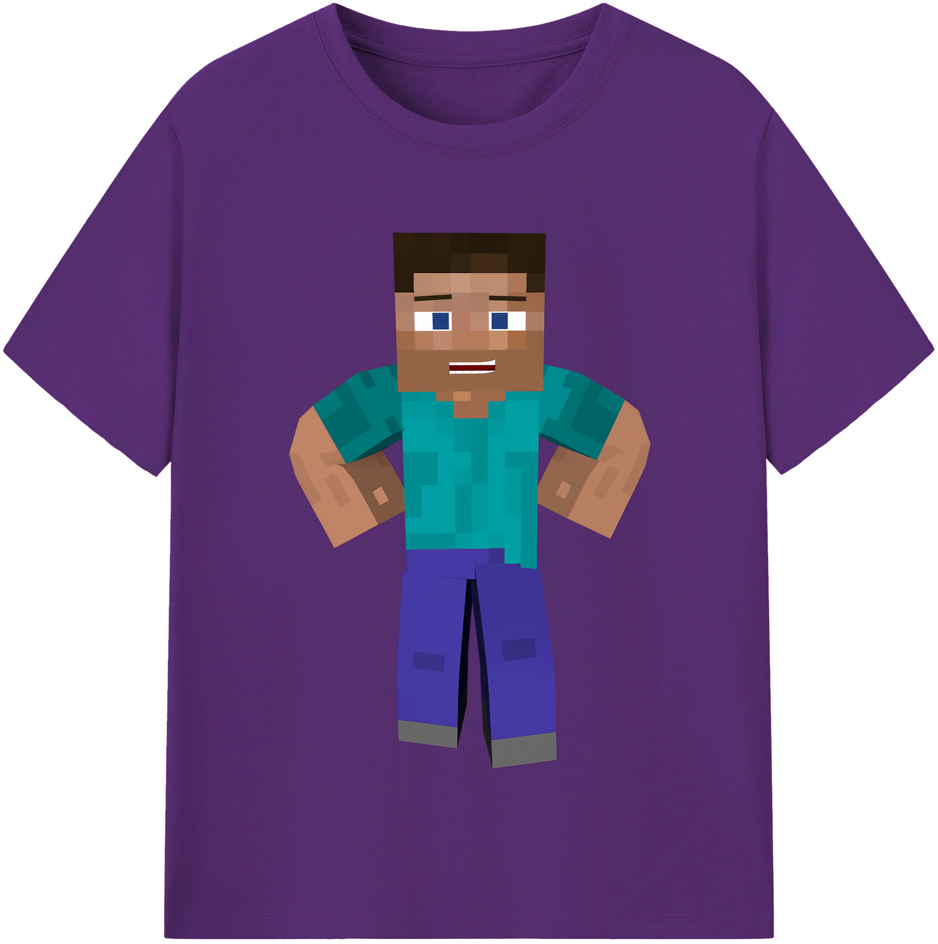 （画像用） マインクラフト ブロックの世界 Minecraft MC Block world 綿100％半袖Tシャツ（フロントプリント）