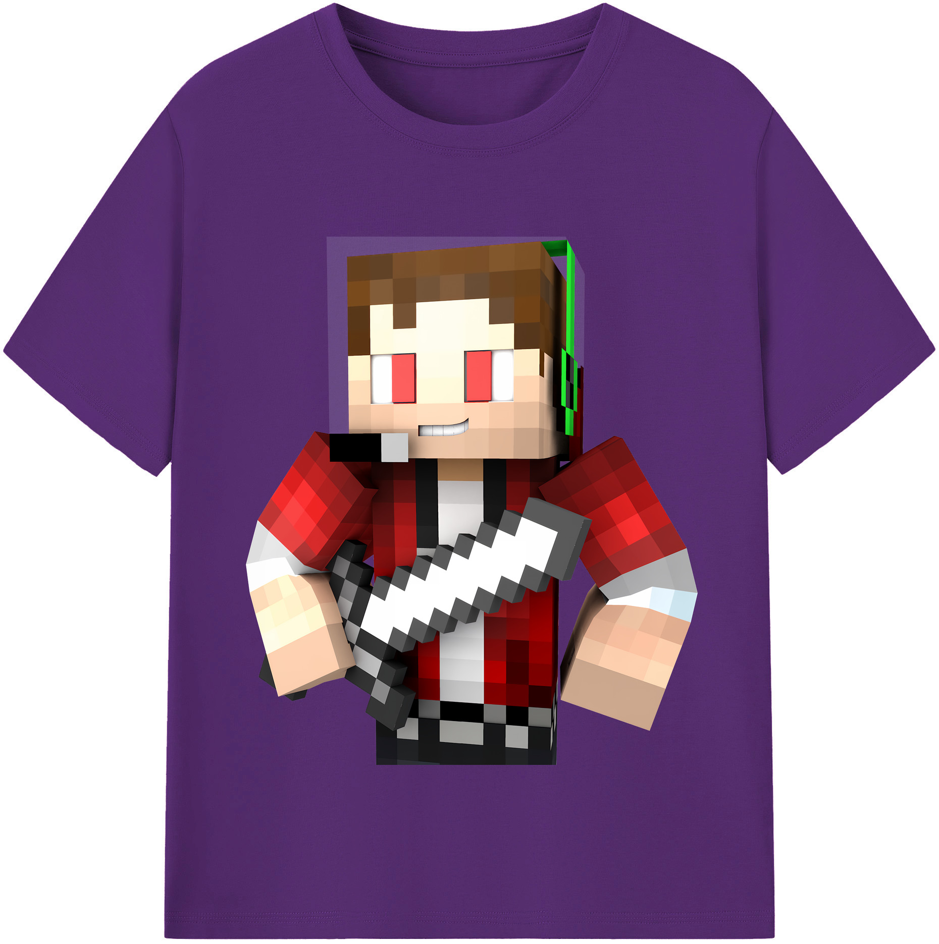 （画像用） マインクラフト ブロックの世界 Minecraft MC Block world 綿100％半袖Tシャツ（フロントプリント）
