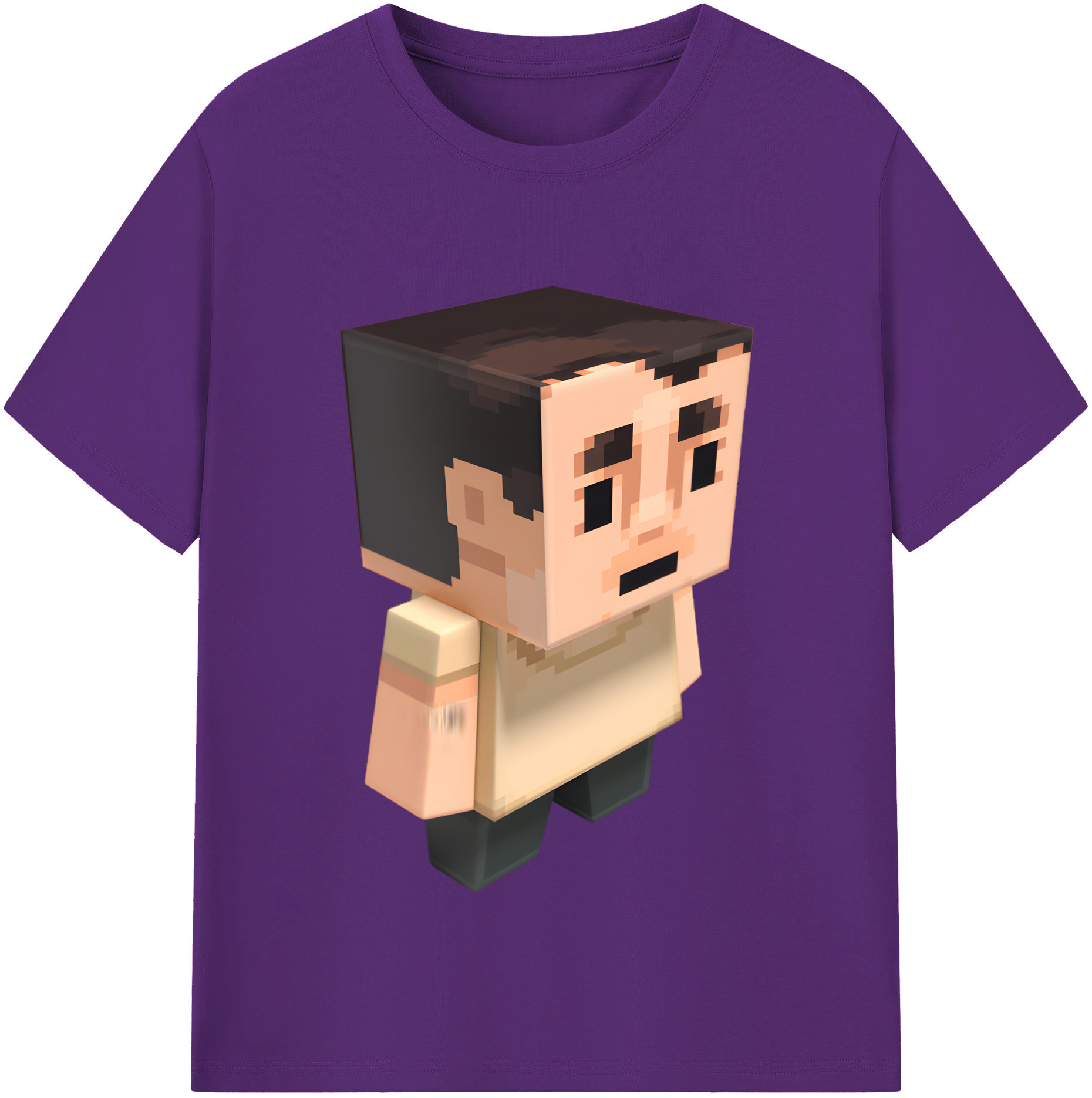 （画像用） マインクラフト ブロックの世界 Minecraft MC Block world 綿100％半袖Tシャツ（フロントプリント）