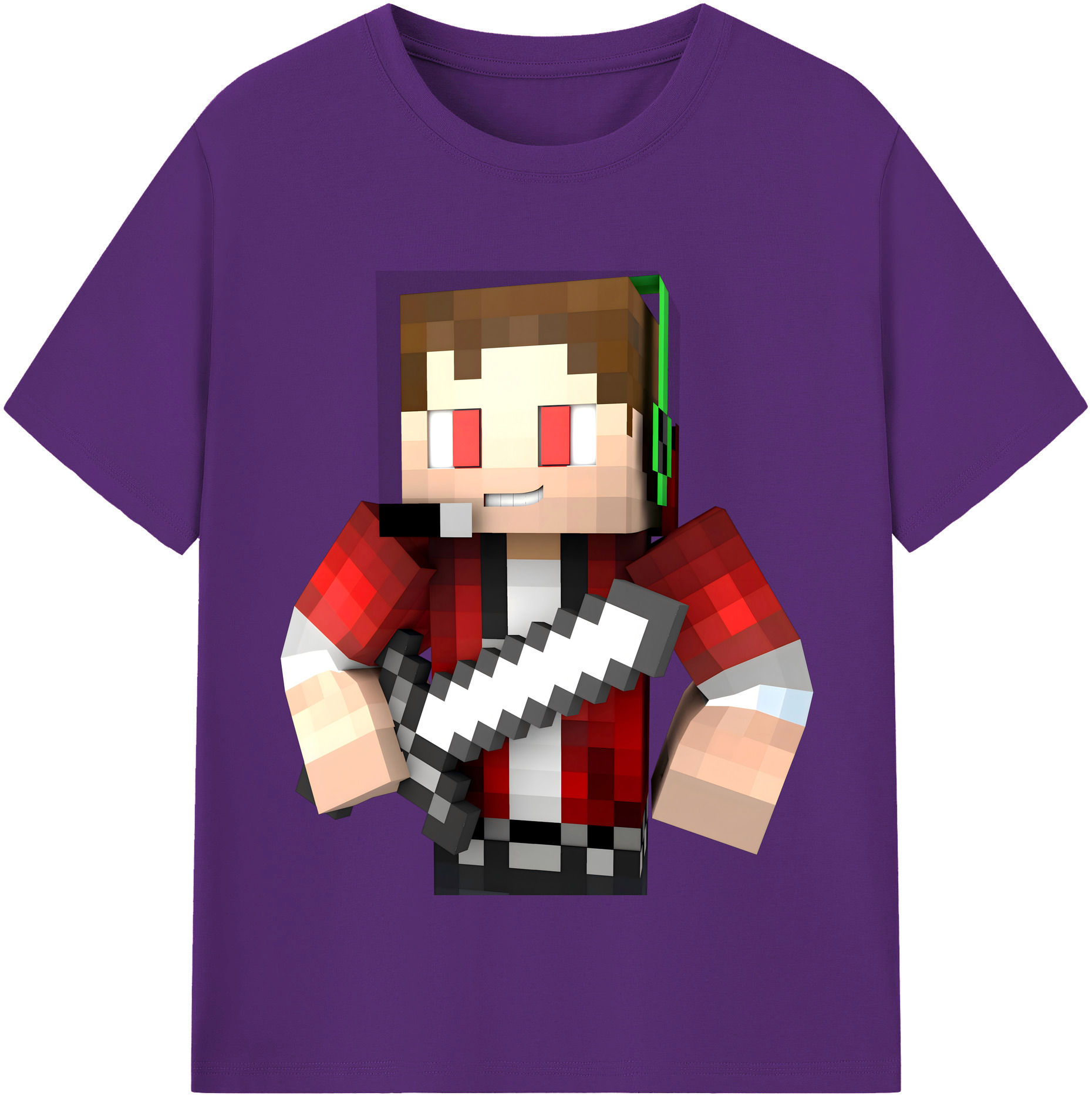 （画像用） マインクラフト ブロックの世界 Minecraft MC Block world 綿100％半袖Tシャツ（フロントプリント）