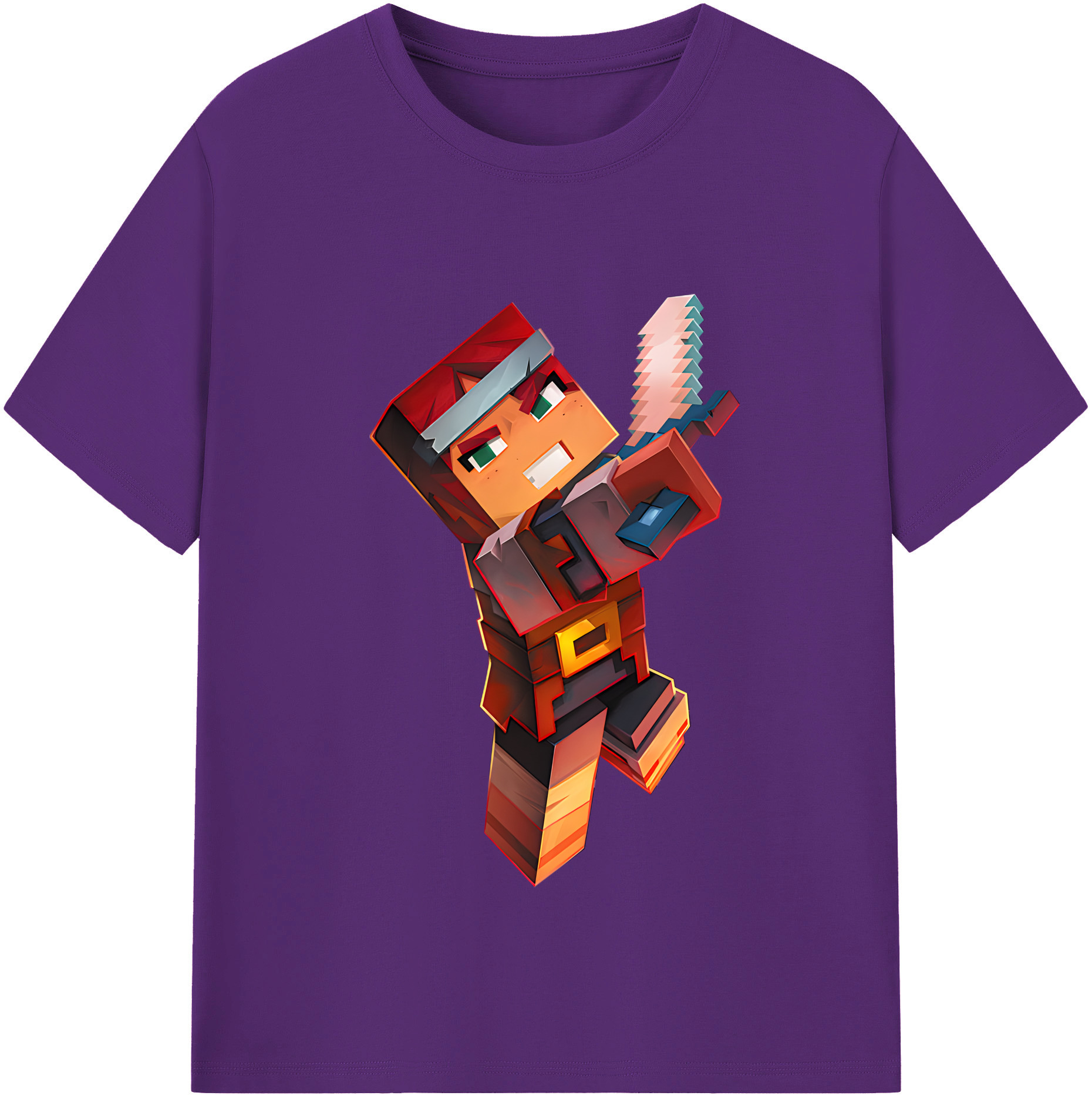 （画像用） マインクラフト ブロックの世界 Minecraft MC Block world 綿100％半袖Tシャツ（フロントプリント）
