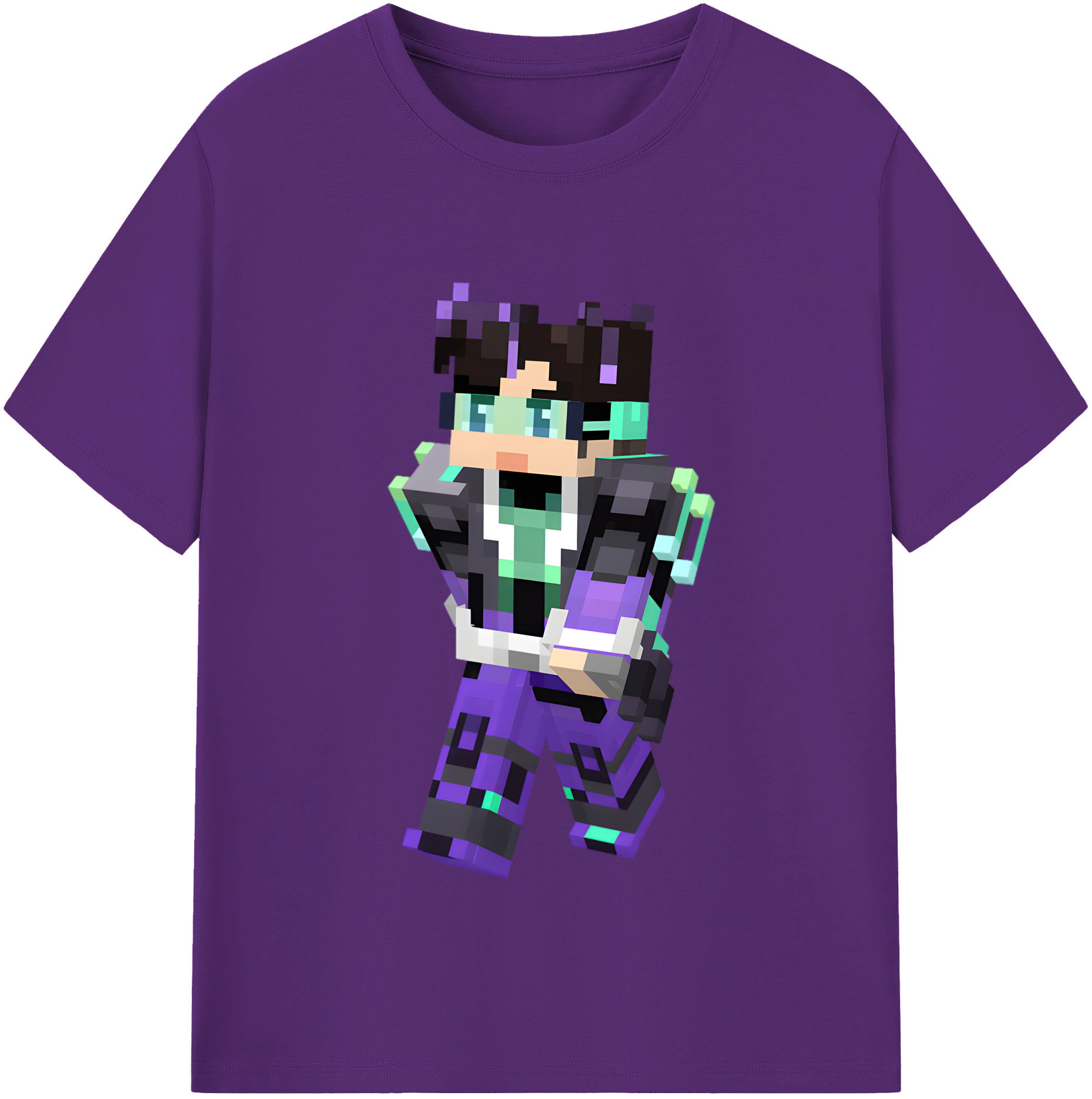 （画像用） マインクラフト ブロックの世界 Minecraft MC Block world 綿100％半袖Tシャツ（フロントプリント）