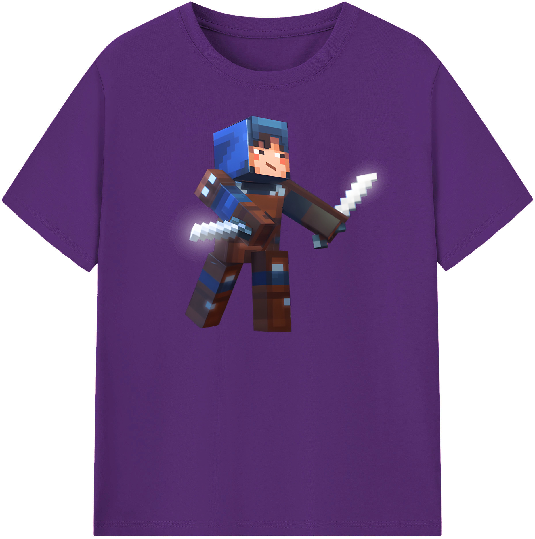 （画像用） マインクラフト ブロックの世界 Minecraft MC Block world 綿100％半袖Tシャツ（フロントプリント）
