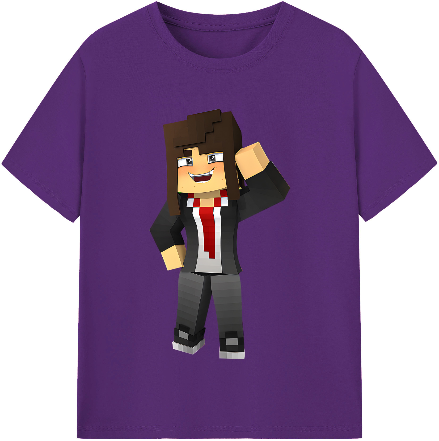 （画像用） マインクラフト ブロックの世界 Minecraft MC Block world 綿100％半袖Tシャツ（フロントプリント）