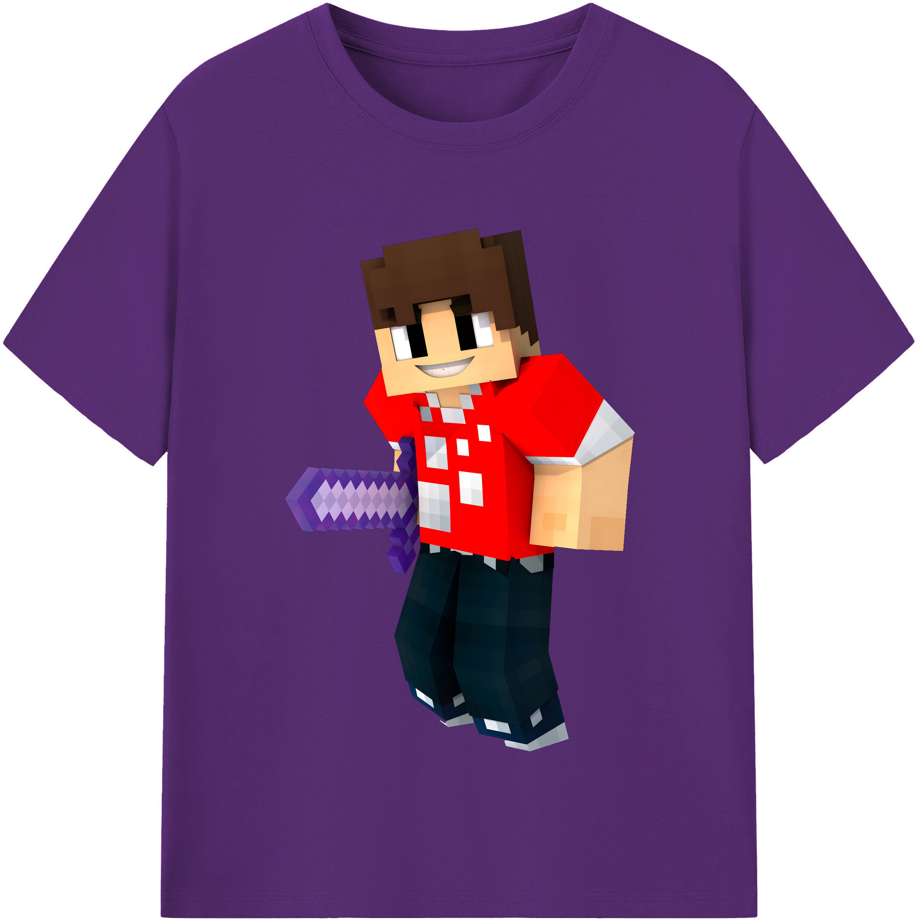 （画像用） マインクラフト ブロックの世界 Minecraft MC Block world 綿100％半袖Tシャツ（フロントプリント）